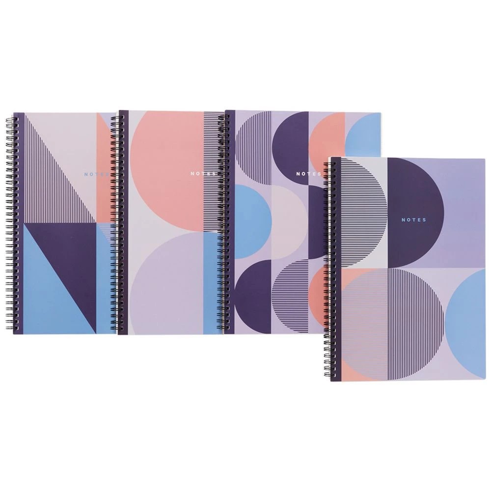 3 Otto A4 Spiral Notebook 200 Page Abstract Blue 4 Pack, 3 of 3