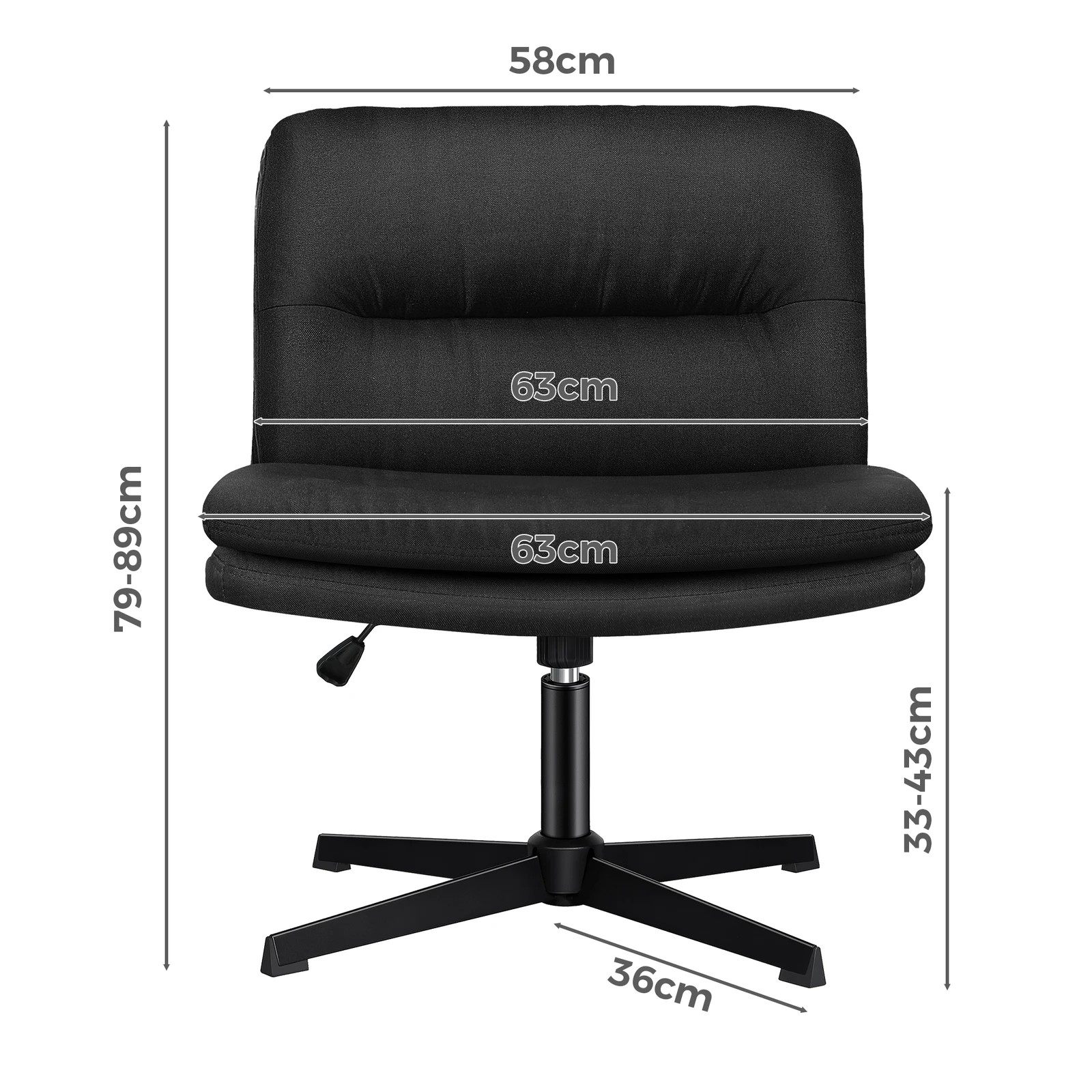5 Alfordson Office Chair Computer Seat Cross-legged Work Ottoman Fabric - Black, 5 of 10