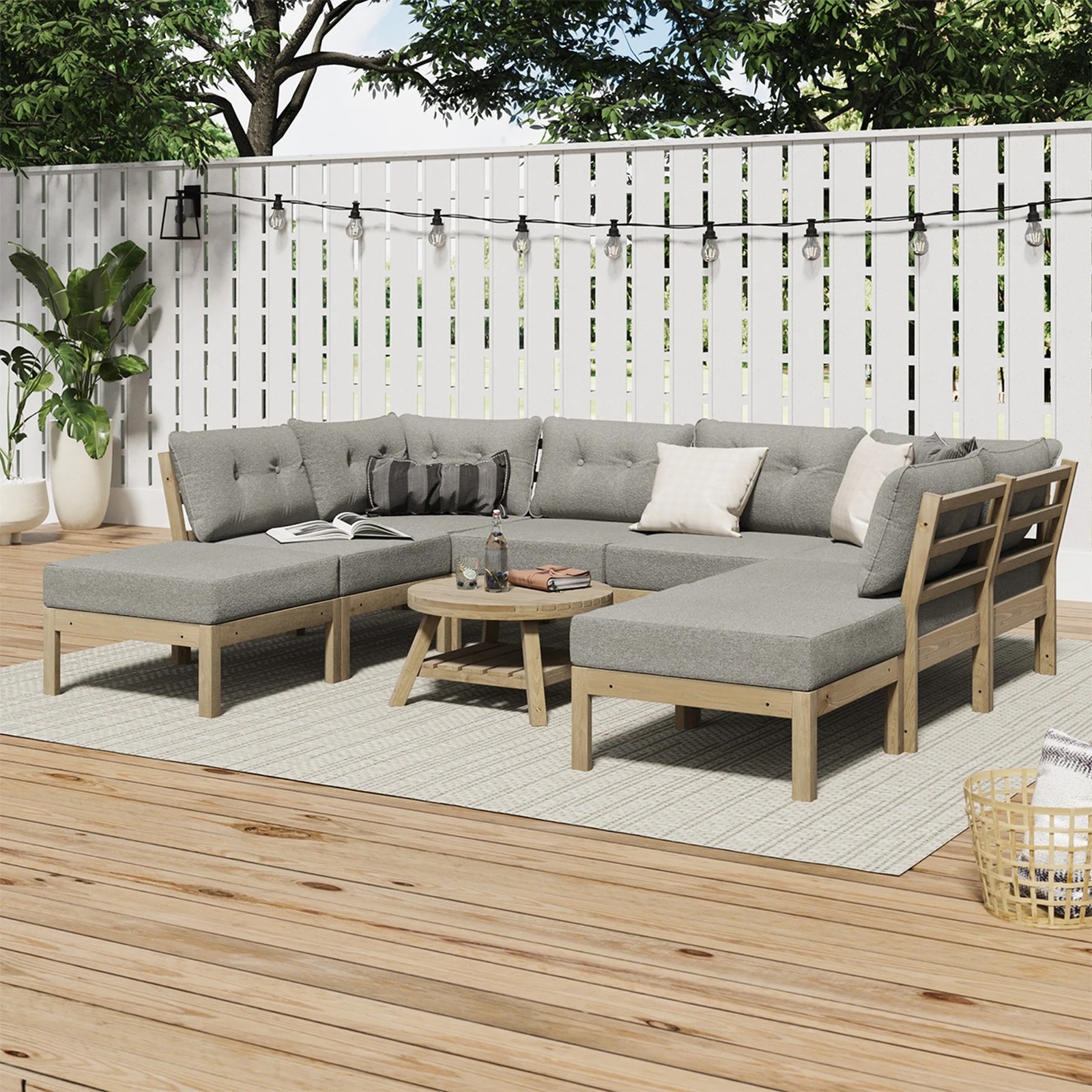4 Livsip 9PCS Outdoor Sofa Set Lounge Setting Patio Furniture - Beige, 4 of 8