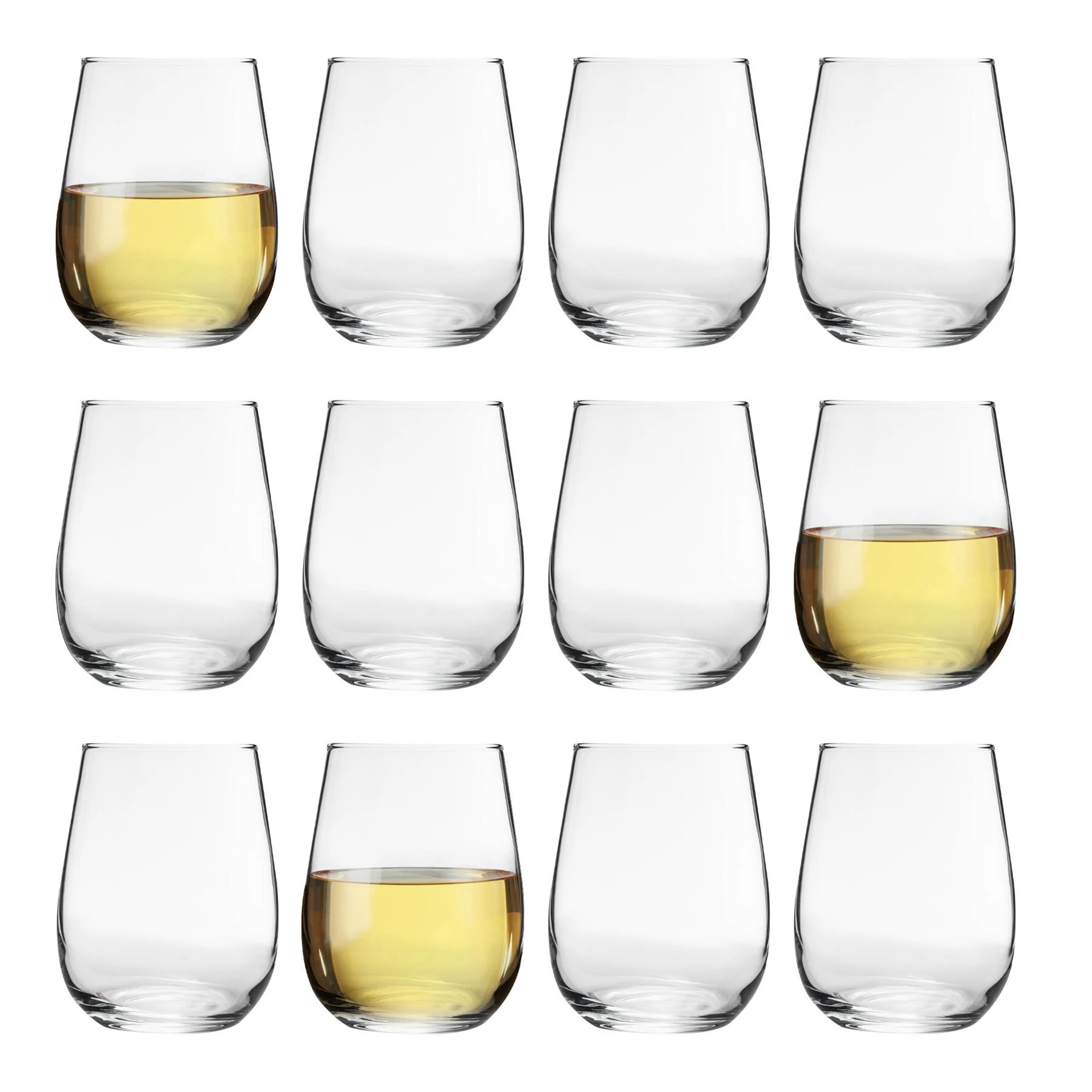 1 LAV 12 Piece Gaia Stemless White Wine Glasses Set - Modern Glass Goblets Tumblers - 360ml - Clear, 1 of 7