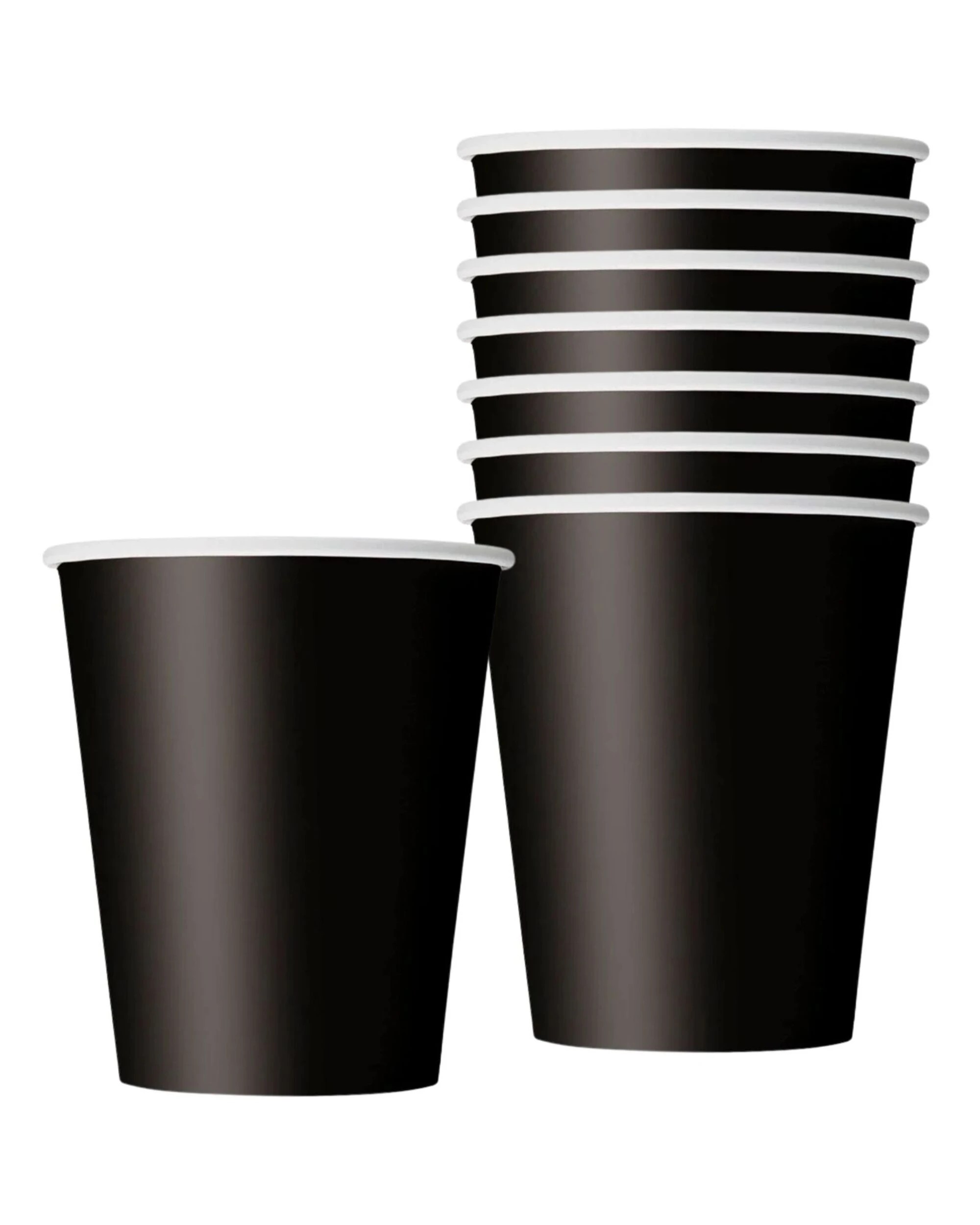 1 Unique Black Paper Cups Pack of 8 - Black, 1 of 1