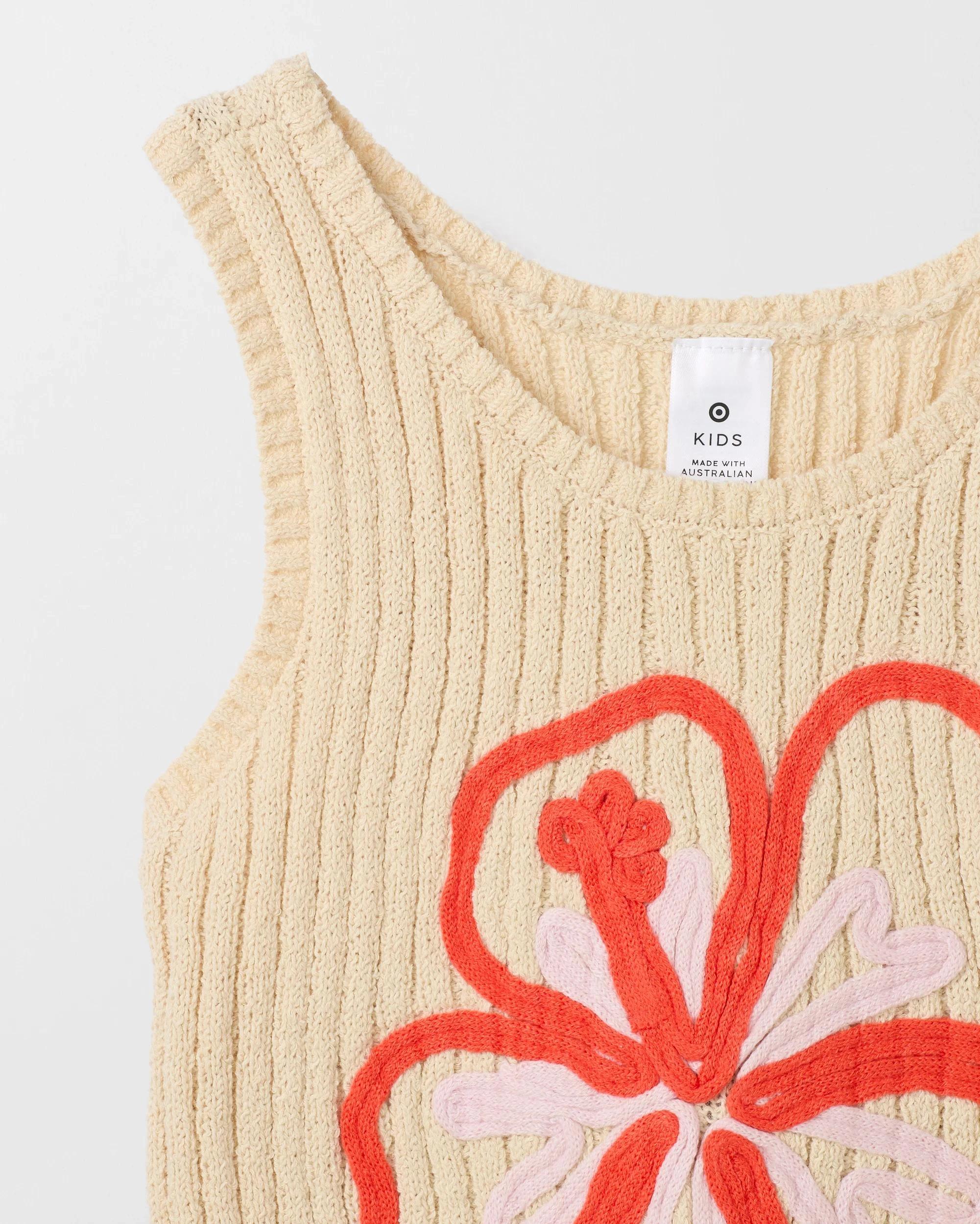 6 Target Australian Cotton Blend Knit Tank CREAM HIBISCUS, 6 of 6
