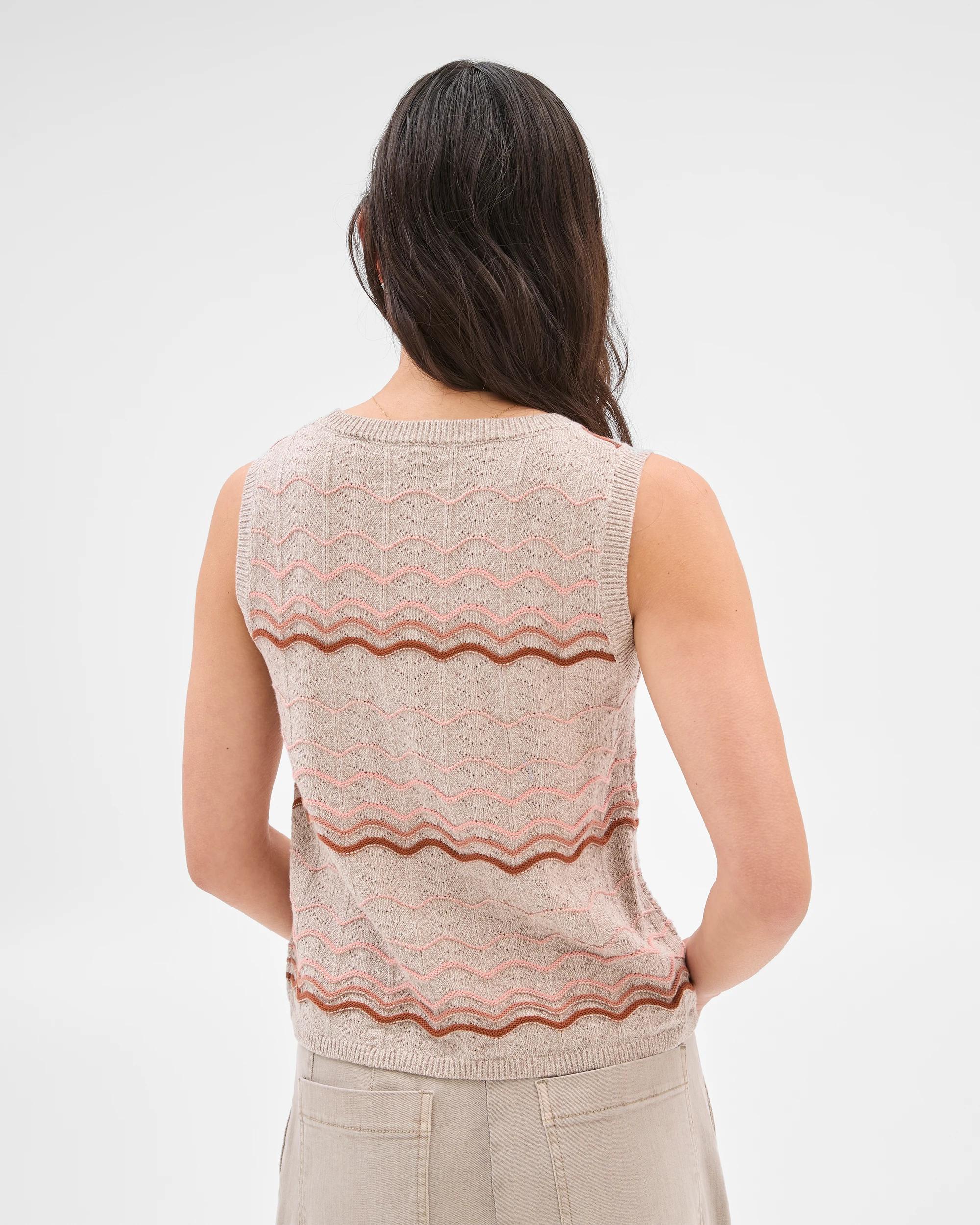 4 Target Australian Cotton Sleeveless Knit Crochet Tank Top TEAKWOOD STRIPE, 4 of 6
