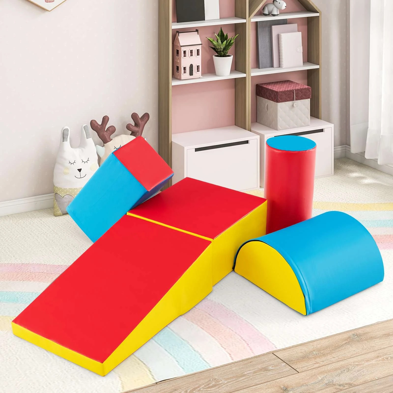 1 Costway Soft Foam Blocks Climb Crawl Slide Playset Activity Toy - Multi, 1 of 1