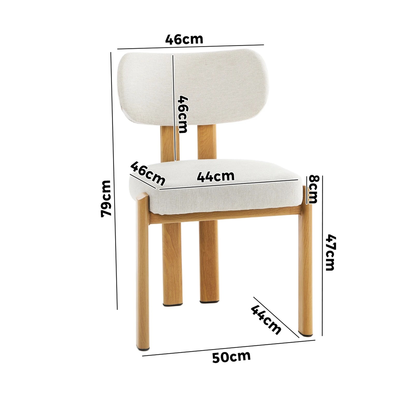 2 Oikiture Set of 2 Dining Chairs Linen Fabric Kitchen Chair Padded Seat - Multi - Multi, 2 of 9