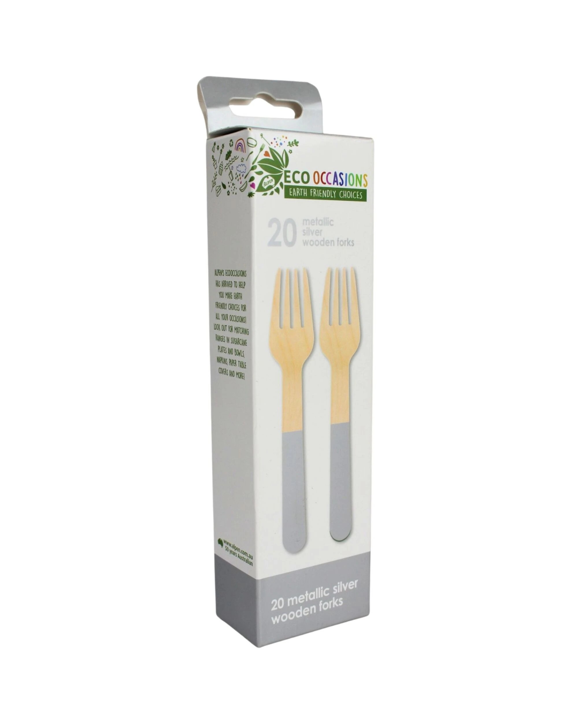 2 Alpen Wooden Dipped Forks Pack of 20 - Silver, 2 of 2