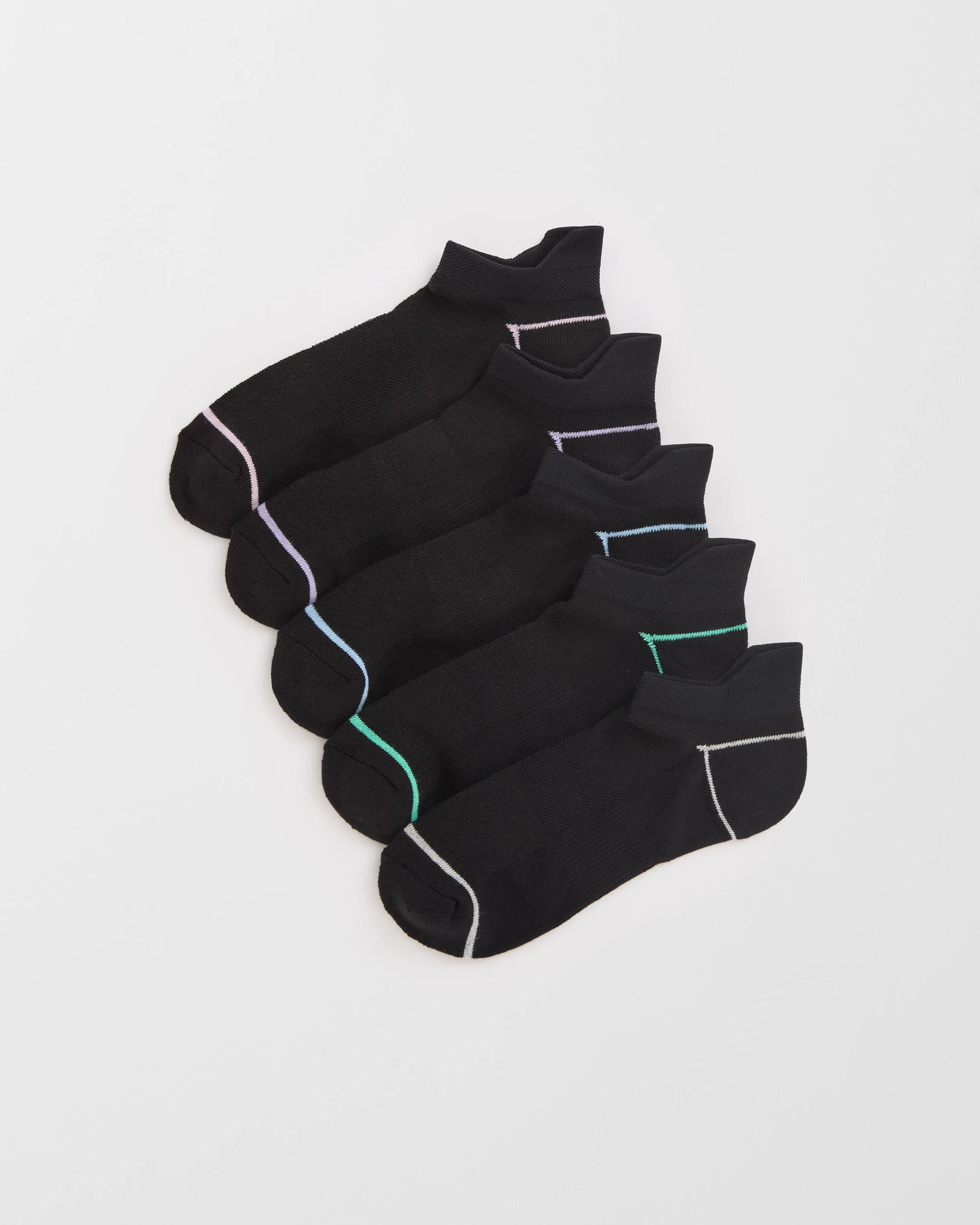 1 Target Woman Australian Cotton Blend 5 Pack No Show Sports Socks BLACK, 1 of 3