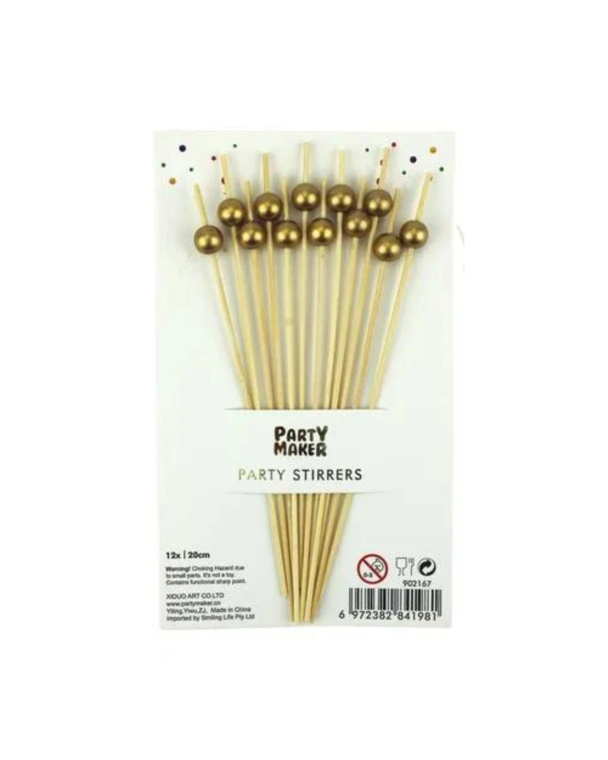 3 Party Maker Gold Bead Wooden Cocktail Picks Pack of 12 - Gold, 3 of 3