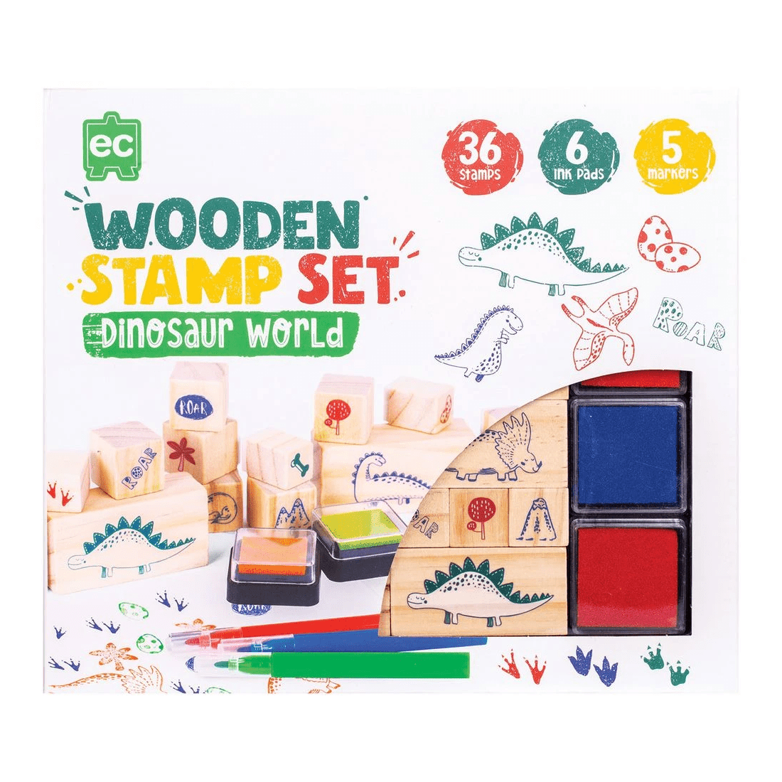 1 Wooden Stamp Set  47 Piece Dinosaurs, 1 of 4