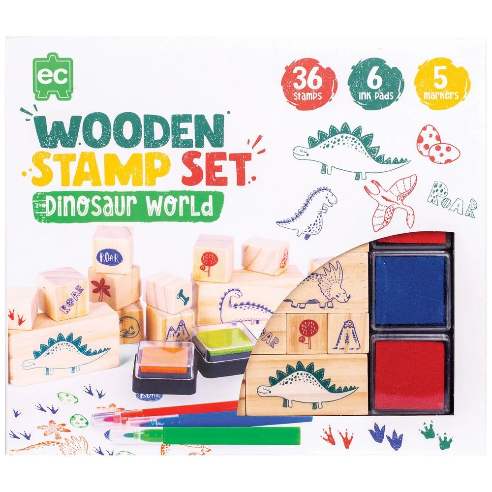 1 Wooden Stamp Set  47 Piece Dinosaurs, 1 of 4