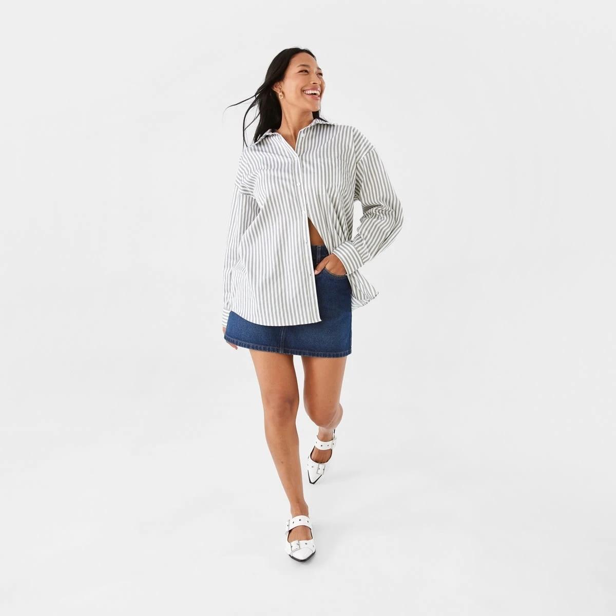 3 Long Sleeve Boyfriend Shirt Grey Strp, 3 of 8