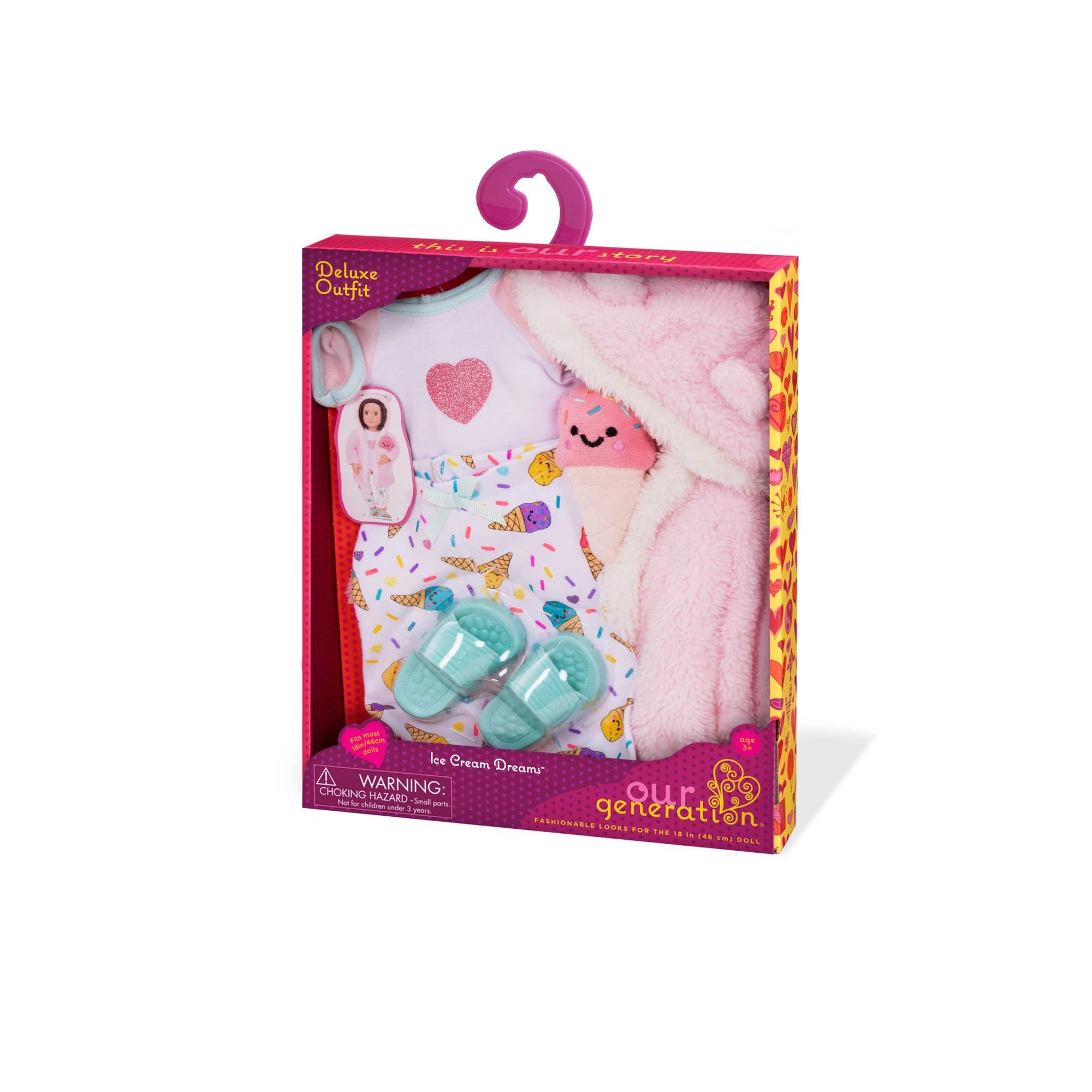 4 Our Generation Doll Outfit - Deluxe Ice - Cream Pyjama - Pink, 4 of 4
