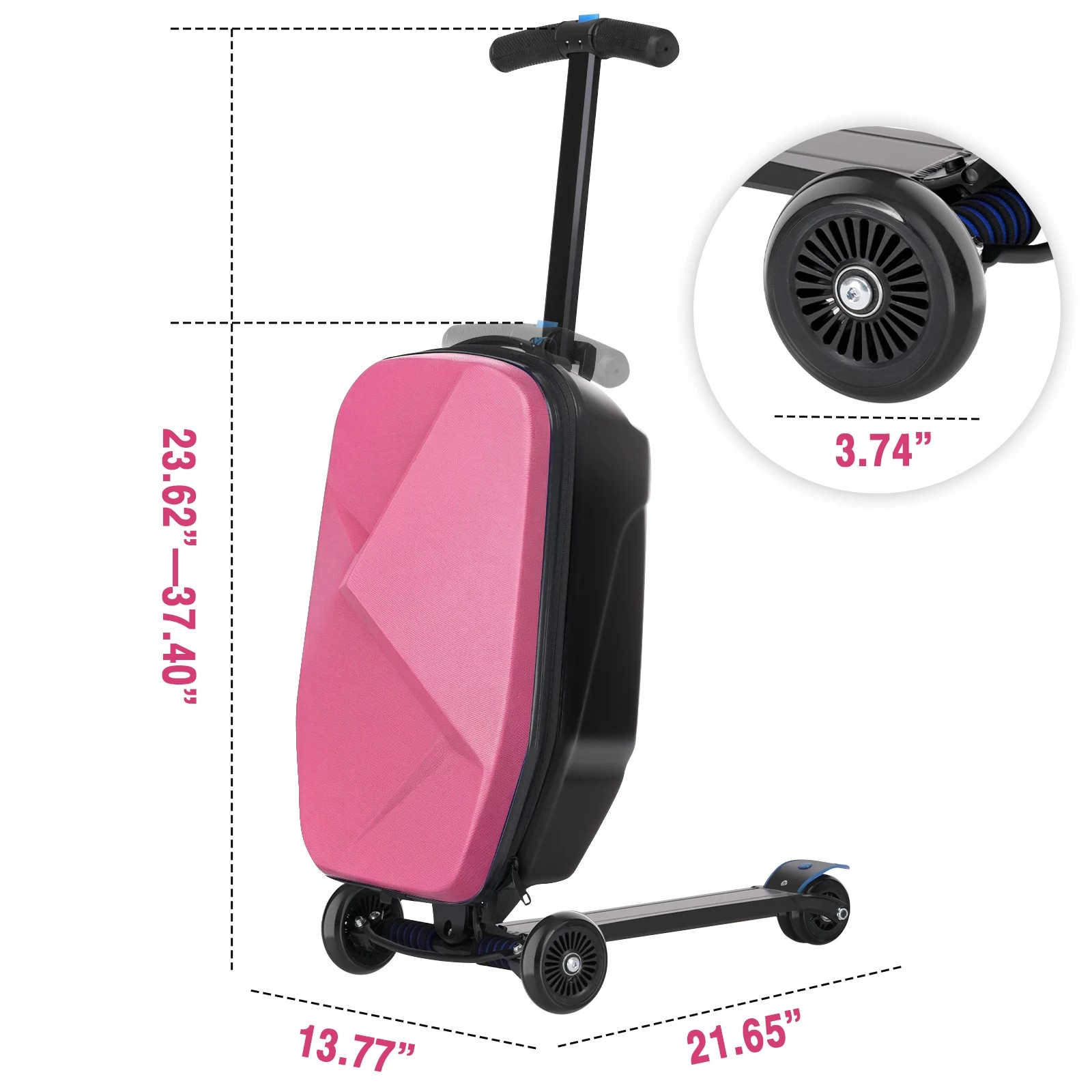 10 Advwin 2-in-1 Foldable Scooter Suitcase LED Wheels Ride-on LuggageCarry-on Luggage & Travel Scooter Ride-on Suitcase, 10 of 10