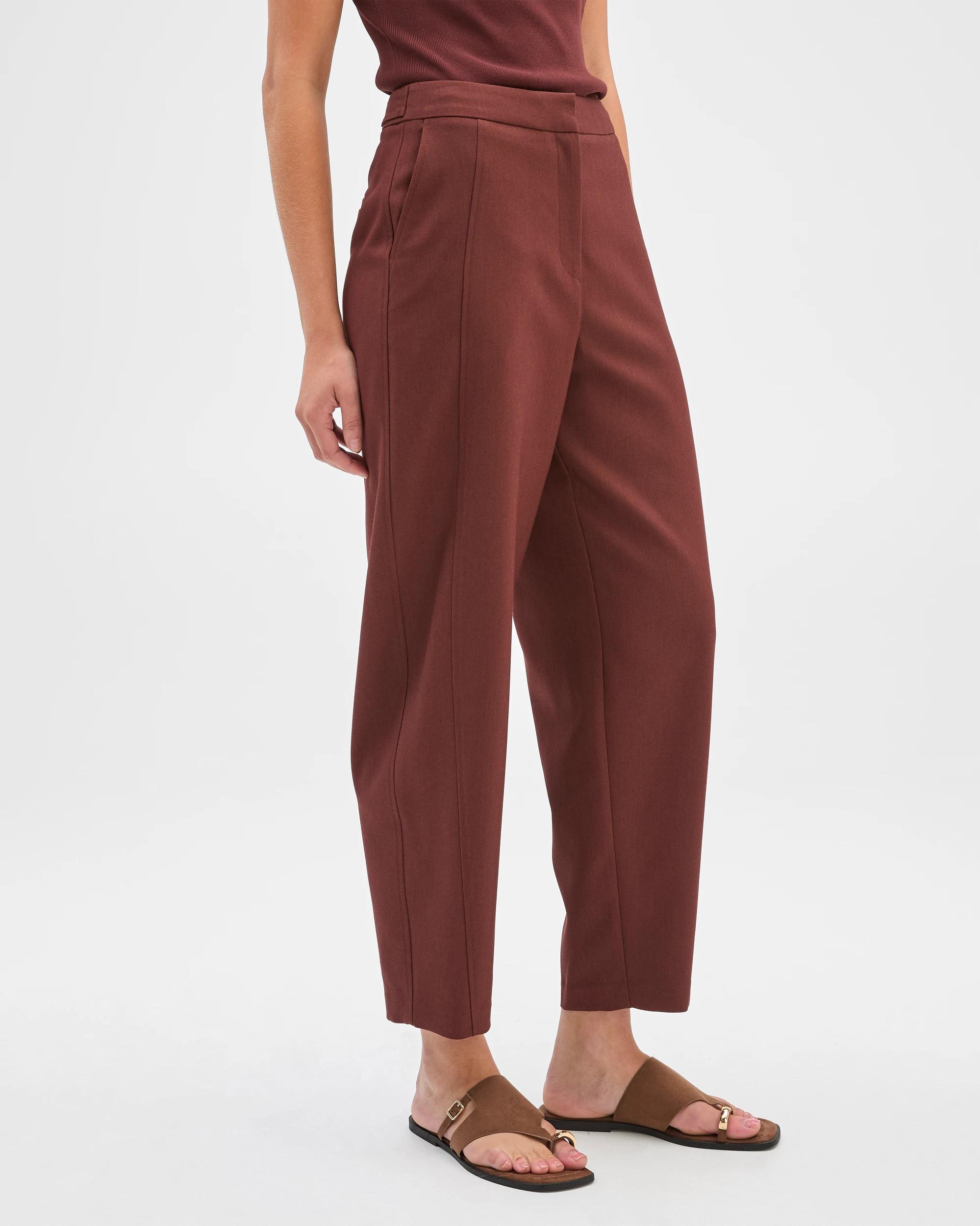 2 Preview Tailored Barrel Leg Pants RUM RAISIN, 2 of 10