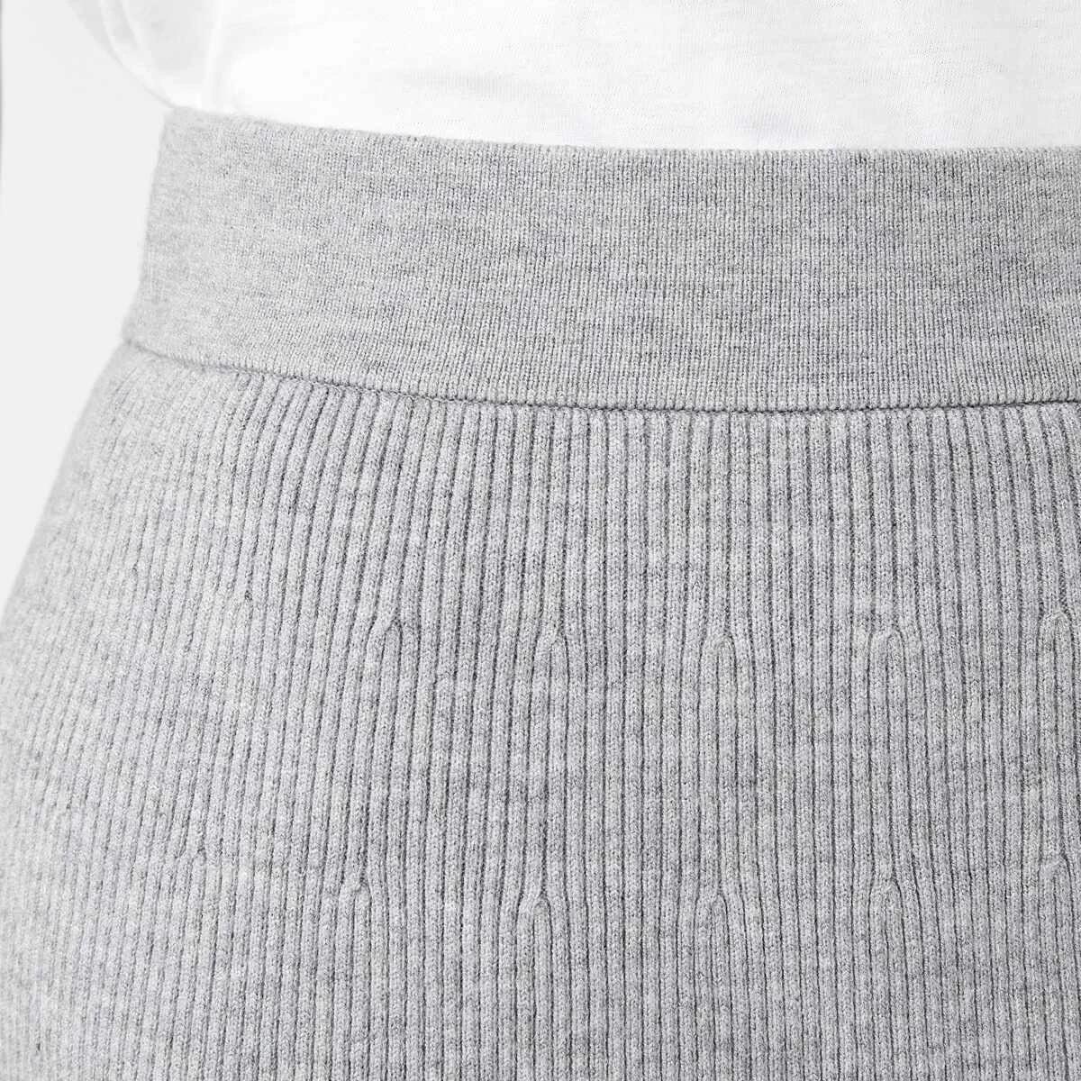 4 True Knit Rib Mini Skirt Grey Marle, 4 of 5