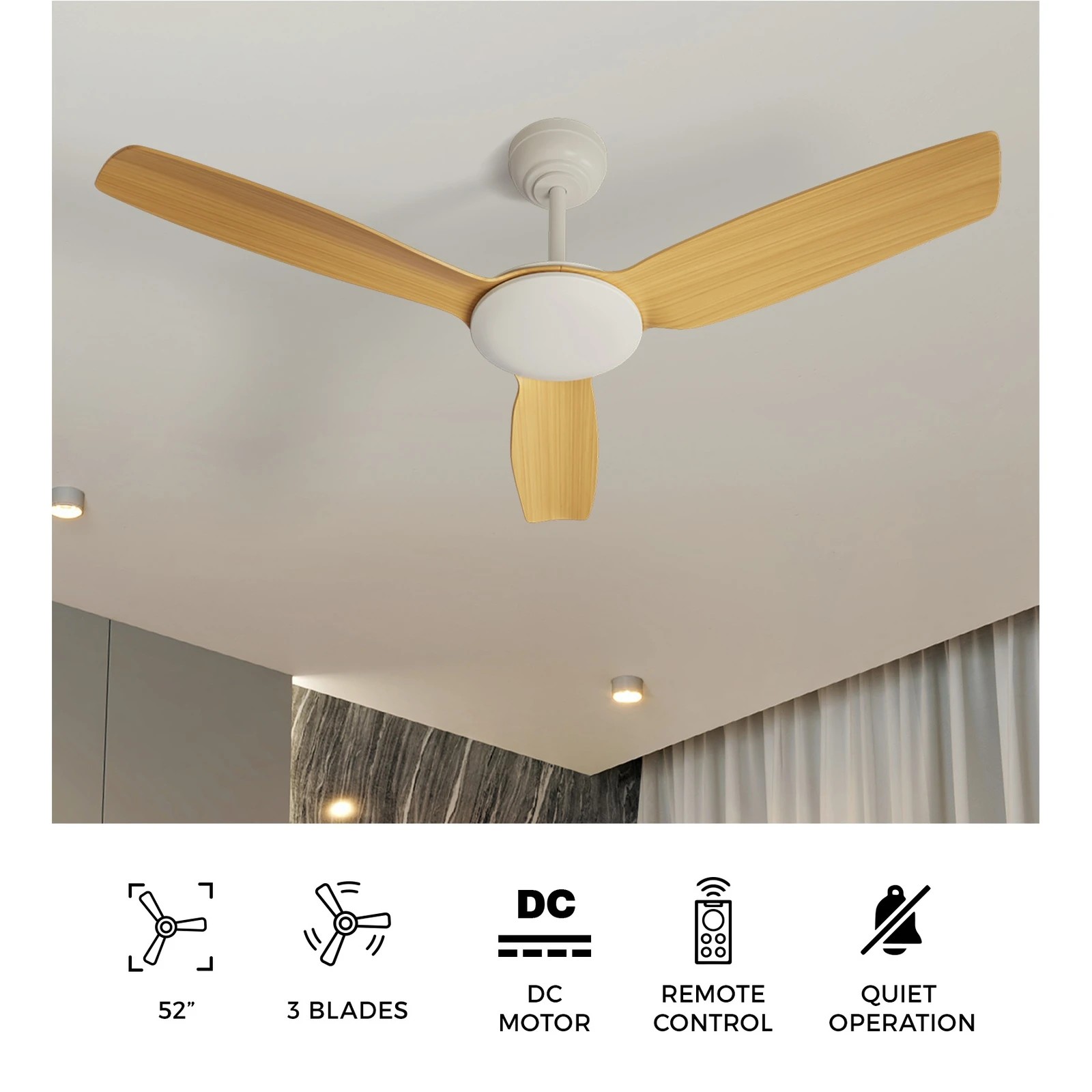 4 Vevare 52" Ceiling Fan DC Motor with Remote 5 Speed, 4 of 10