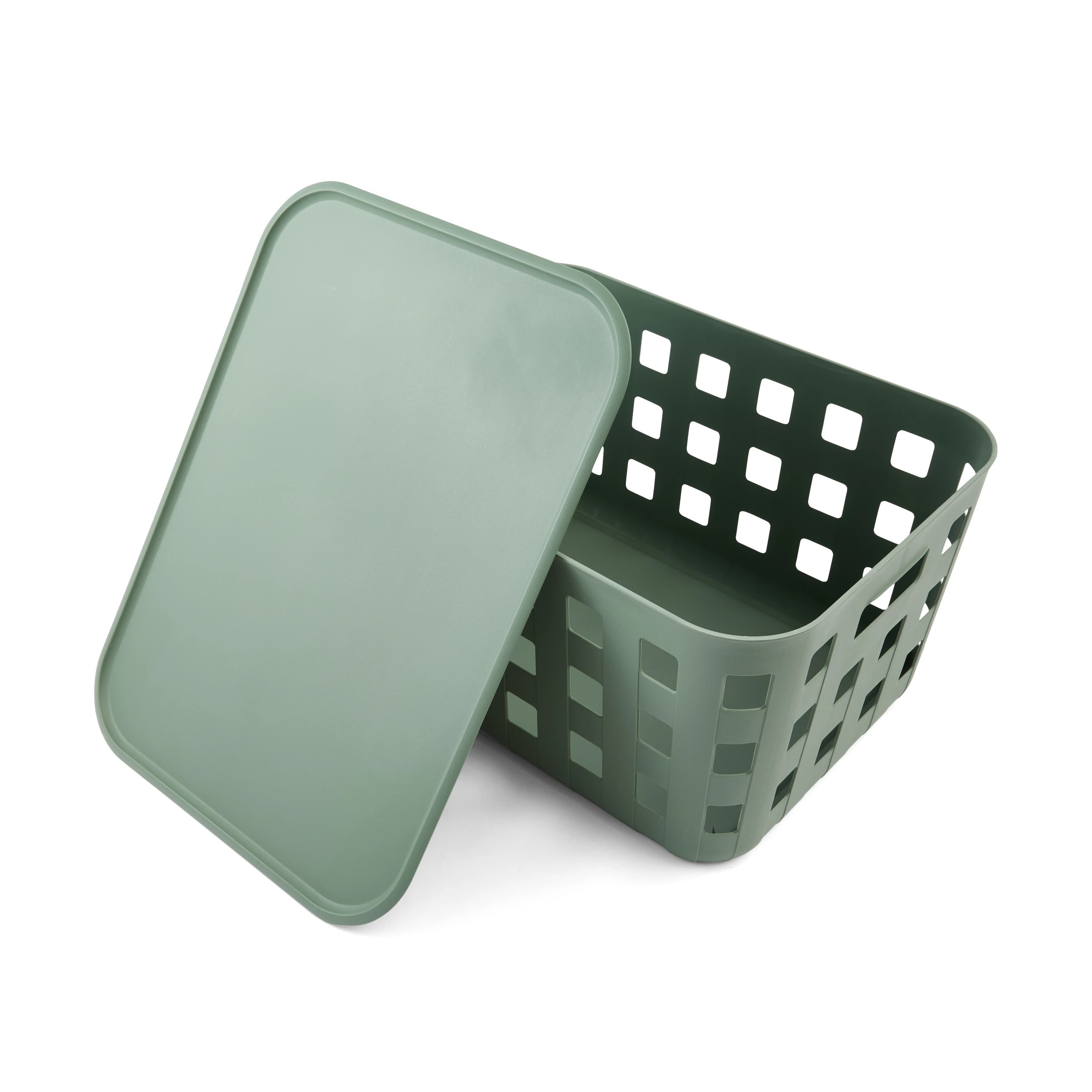 5 28L Rectangle Trellis Basket with Lid - Green, 5 of 9