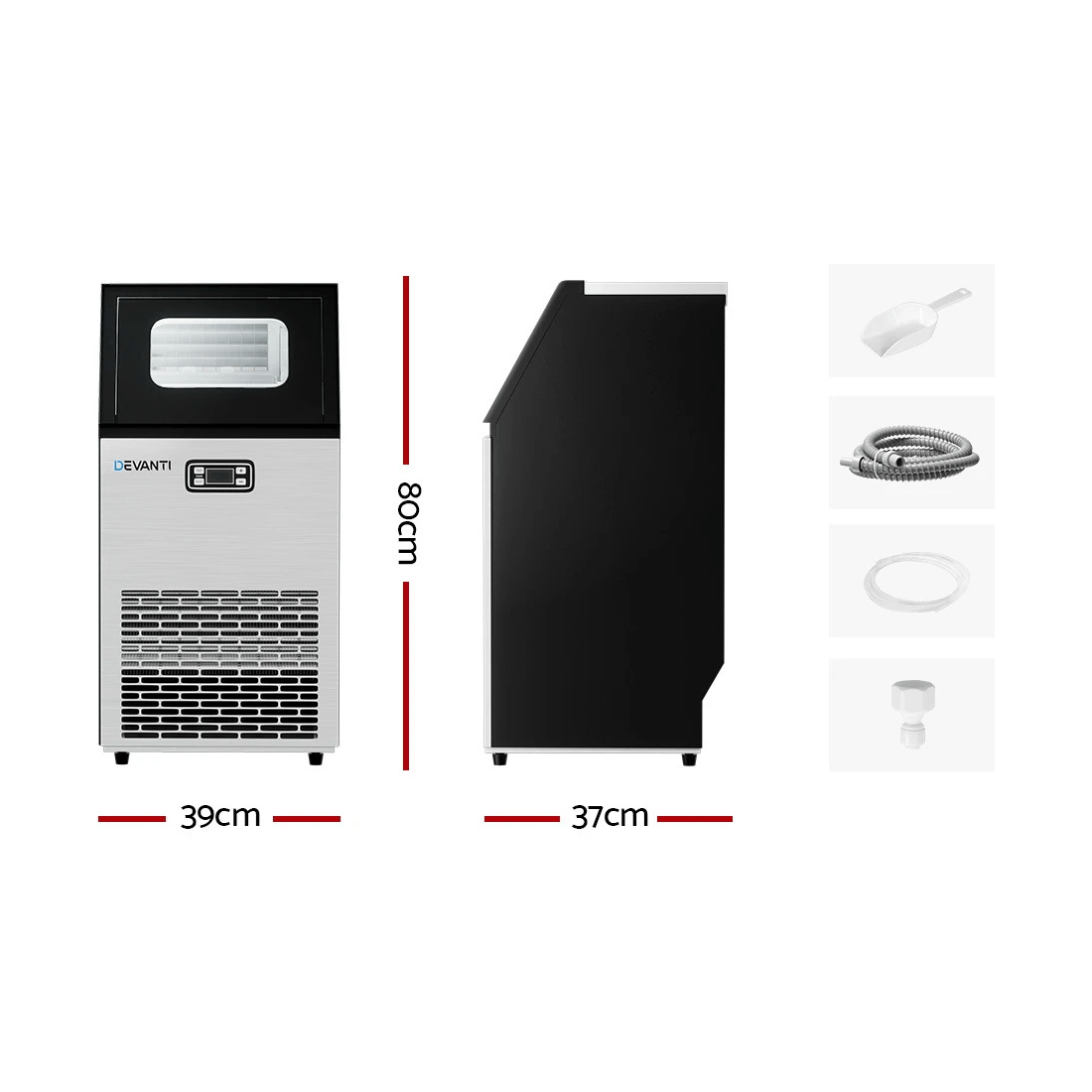 2 Devanti 45kg Commercial Ice Maker Machine - Black, 2 of 2