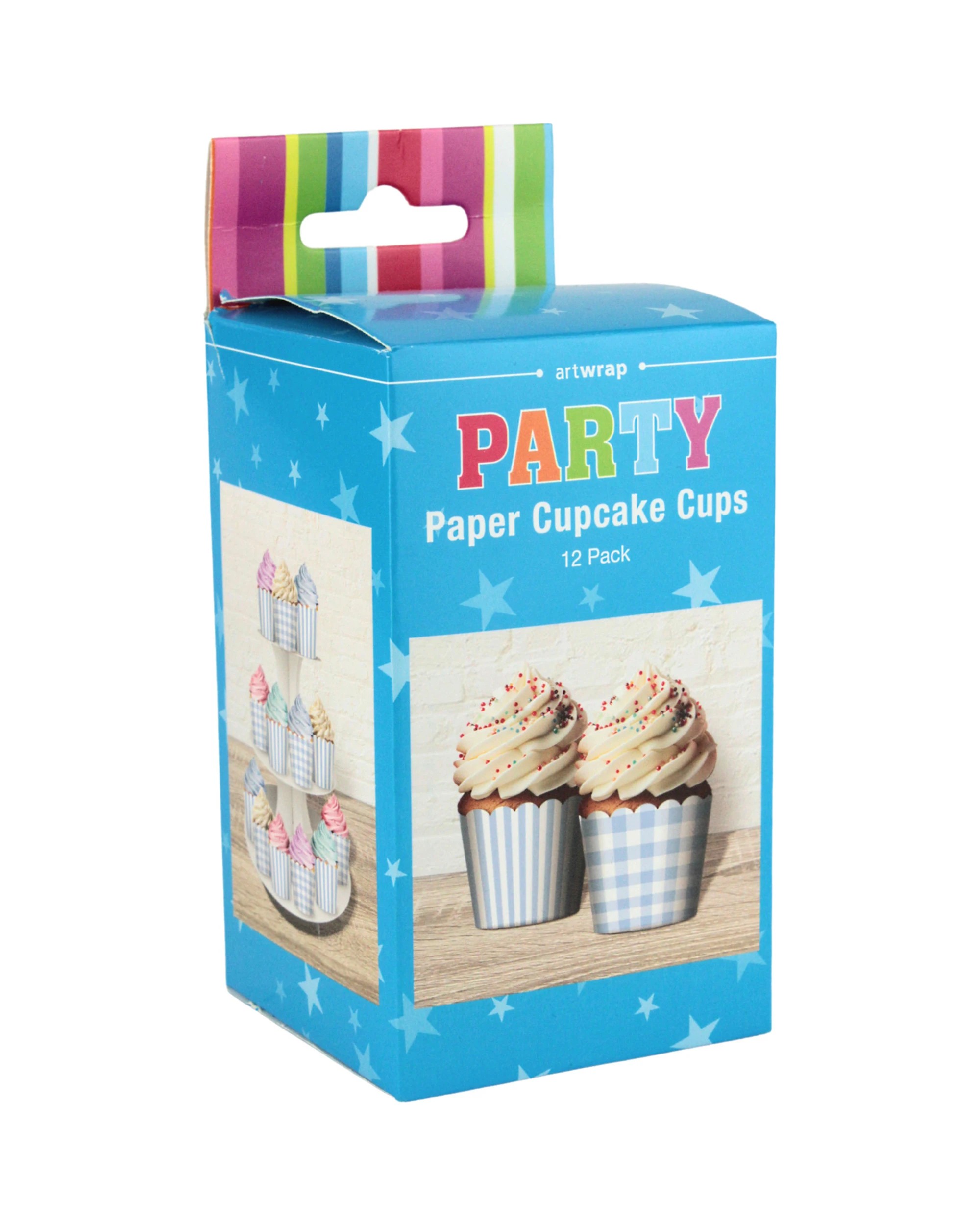 3 Artwrap Blue Gingham & Striped Baking Cups Pack of 12 - Blue, 3 of 4