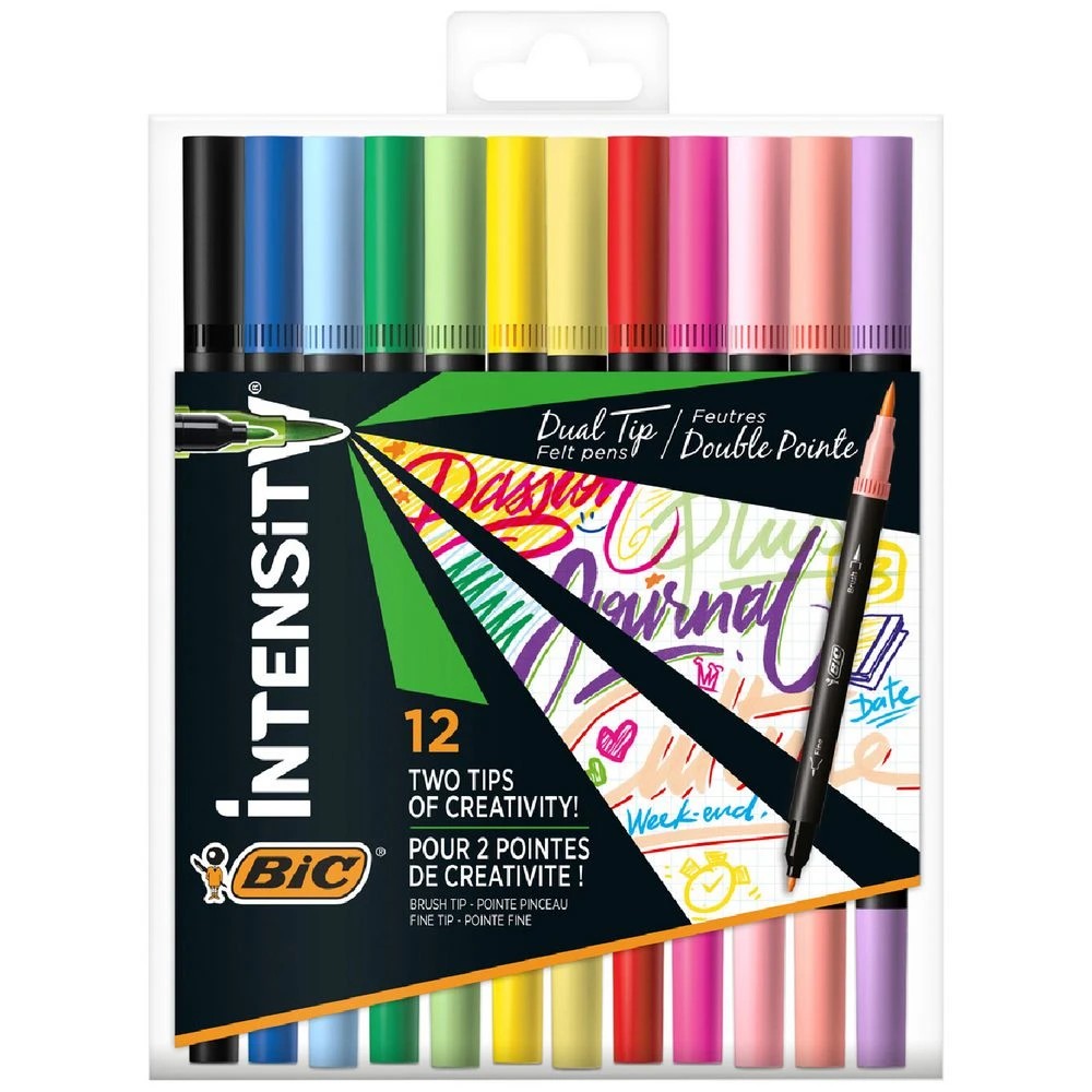 1 Bic Intensity Dual Tip Fineliner Pen Assorted Pastel 12 Pack, 1 of 8