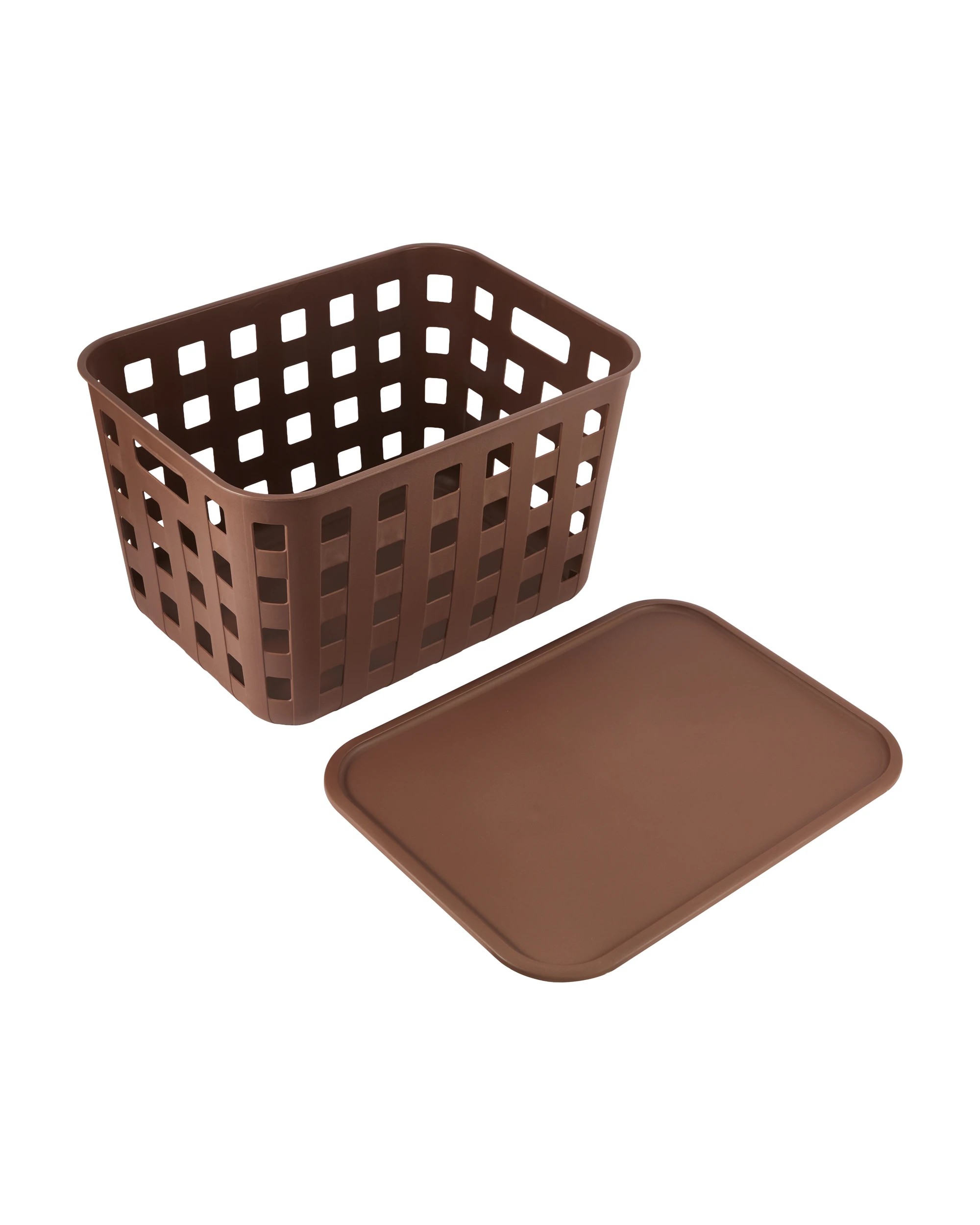 6 45L Rectangle Trellis Basket with Lid - Chocolate, 6 of 8