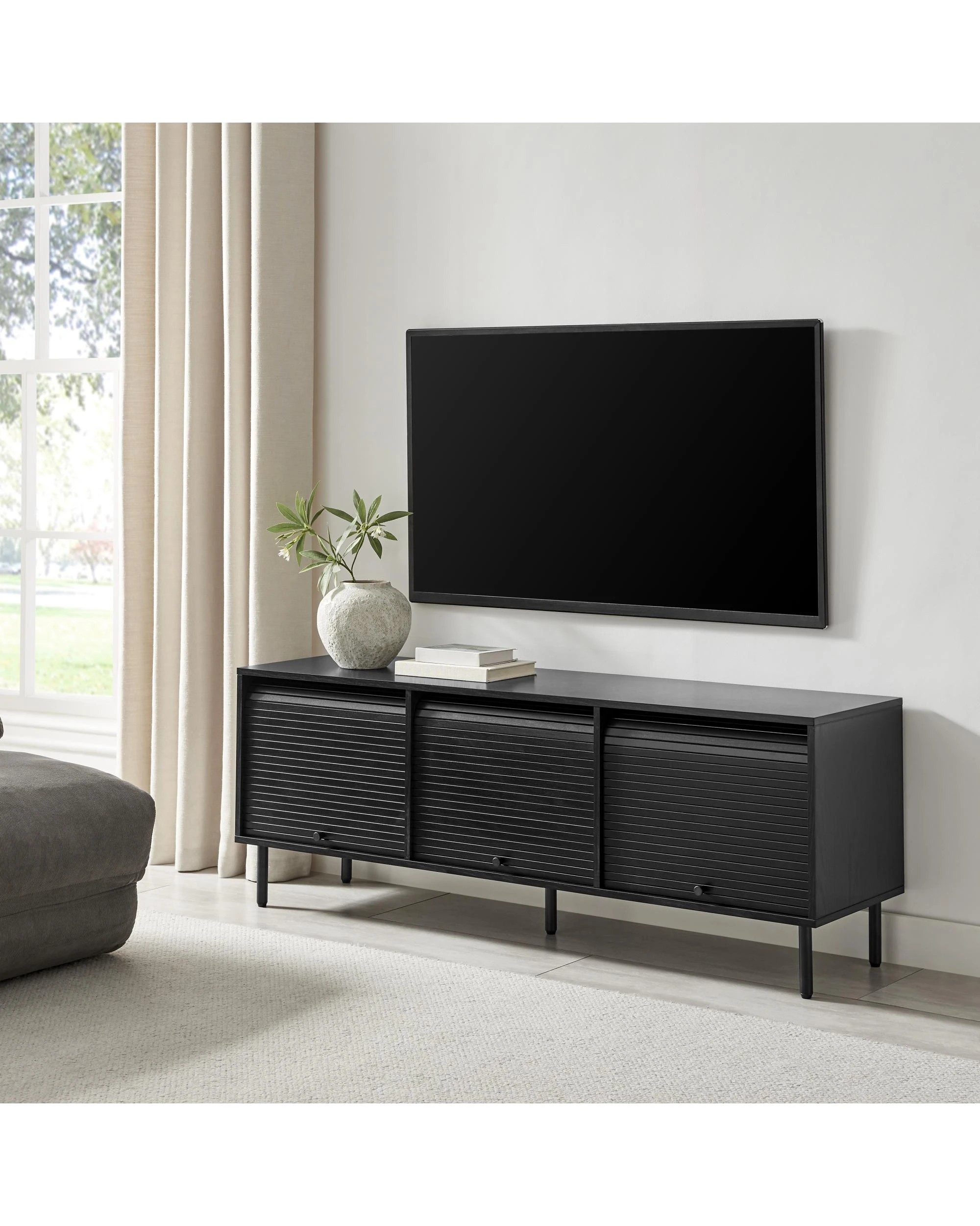 3 Kodu 150cm TV Entertainment Unit 3 Door - Black, 3 of 10