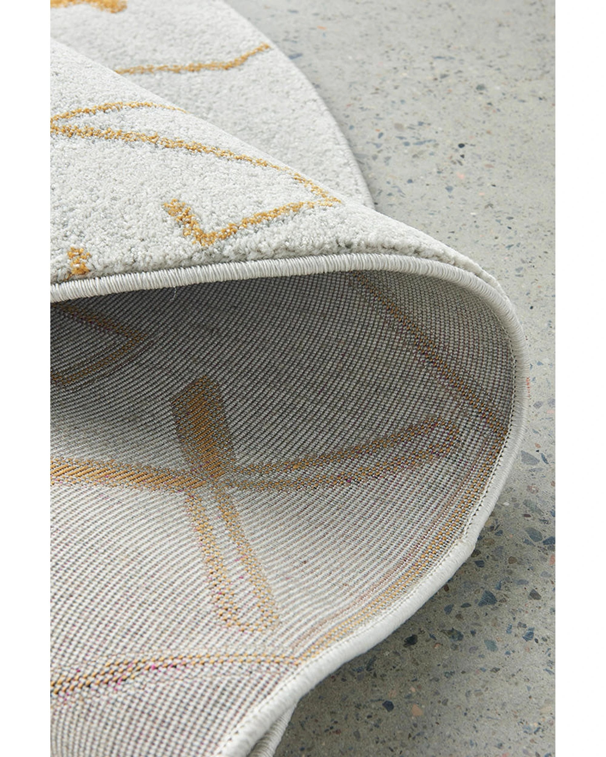 5 RUG CULTURE Paradise Cala Gold Round 200cm Power-Loomed Polypropylene Rug, Off White, Gold, Silver - Assorted, 5 of 5