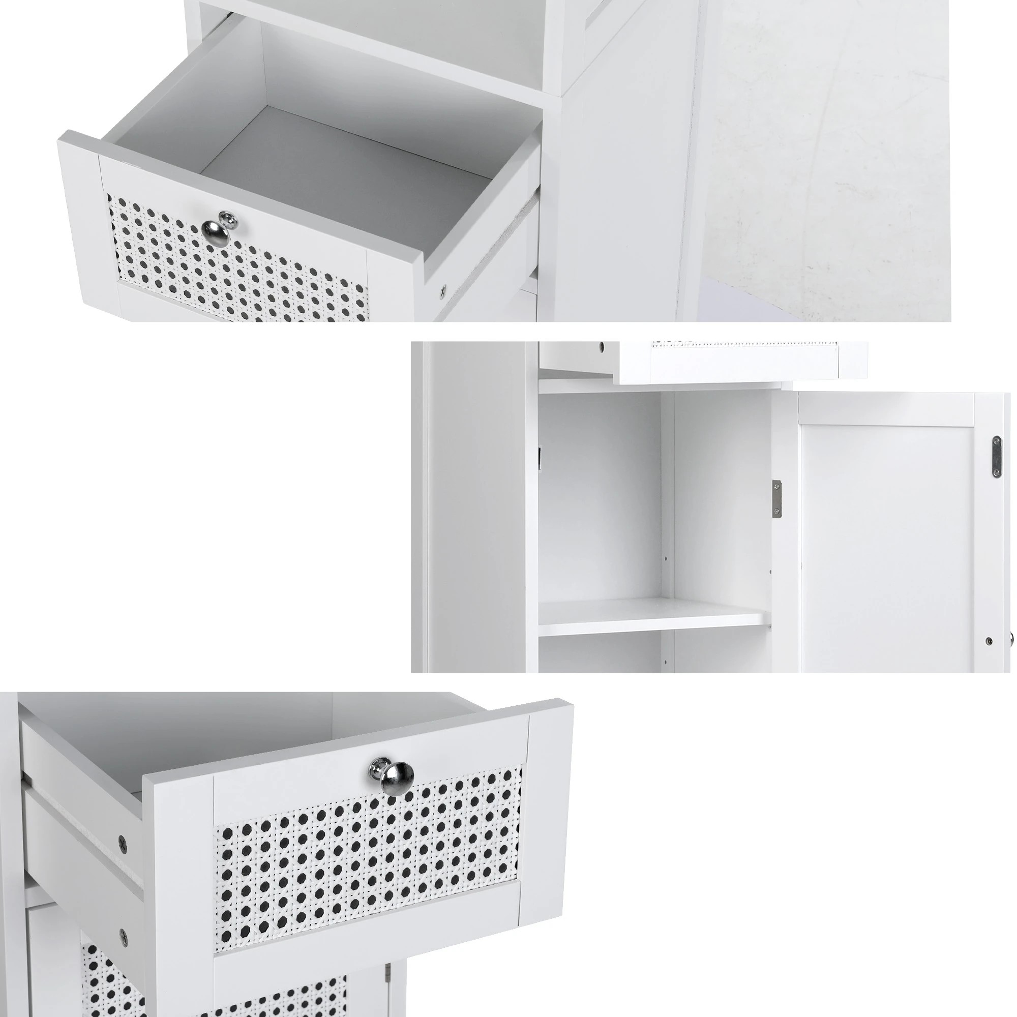 7 Artiss Bathroom Cabinet Storage X2 Rattan 161cm - White, 7 of 8