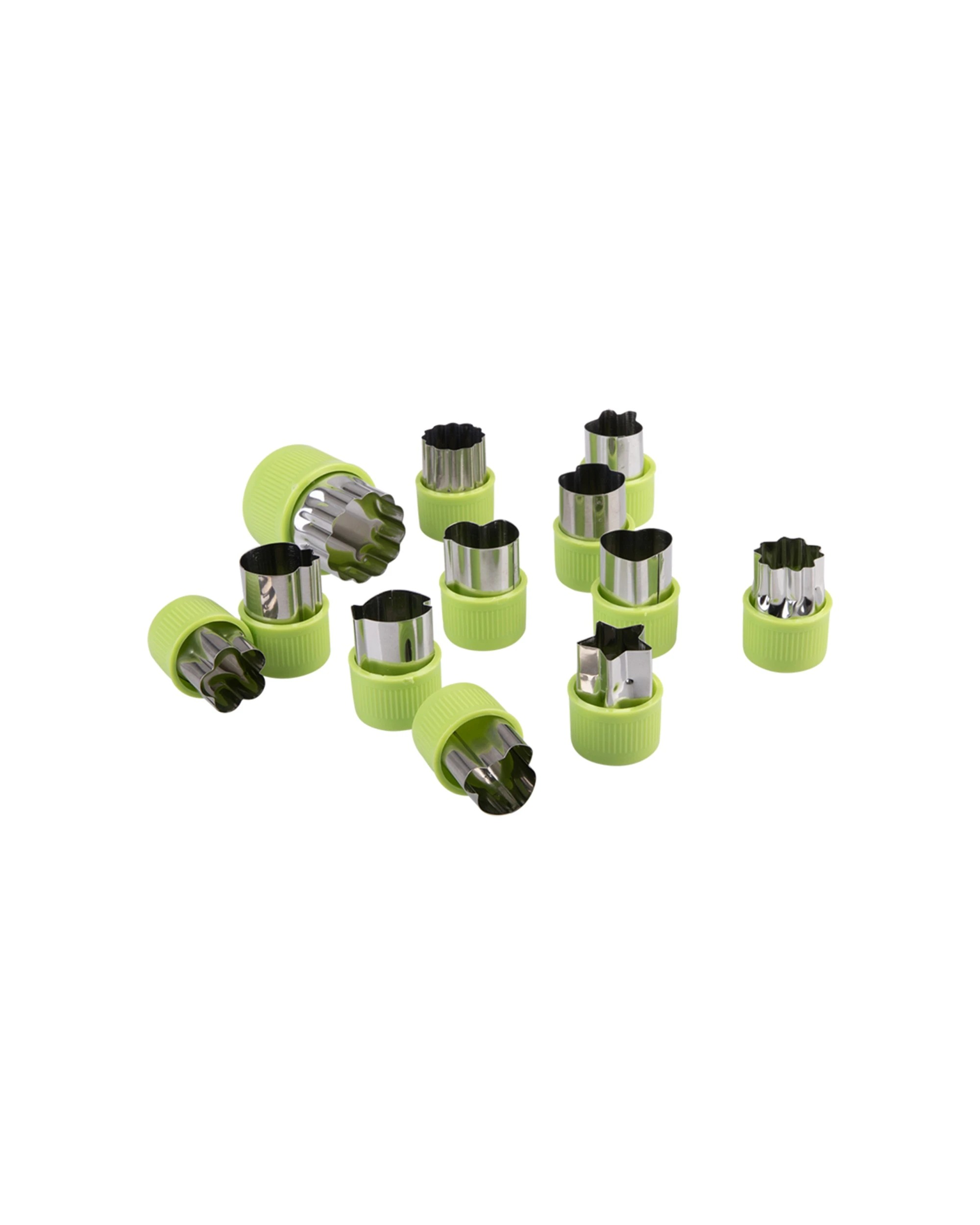 1 Appetito 12pc Fruit And Vegetable Cutters Set Shapes For Kitchen Tools - Green, 1 of 5
