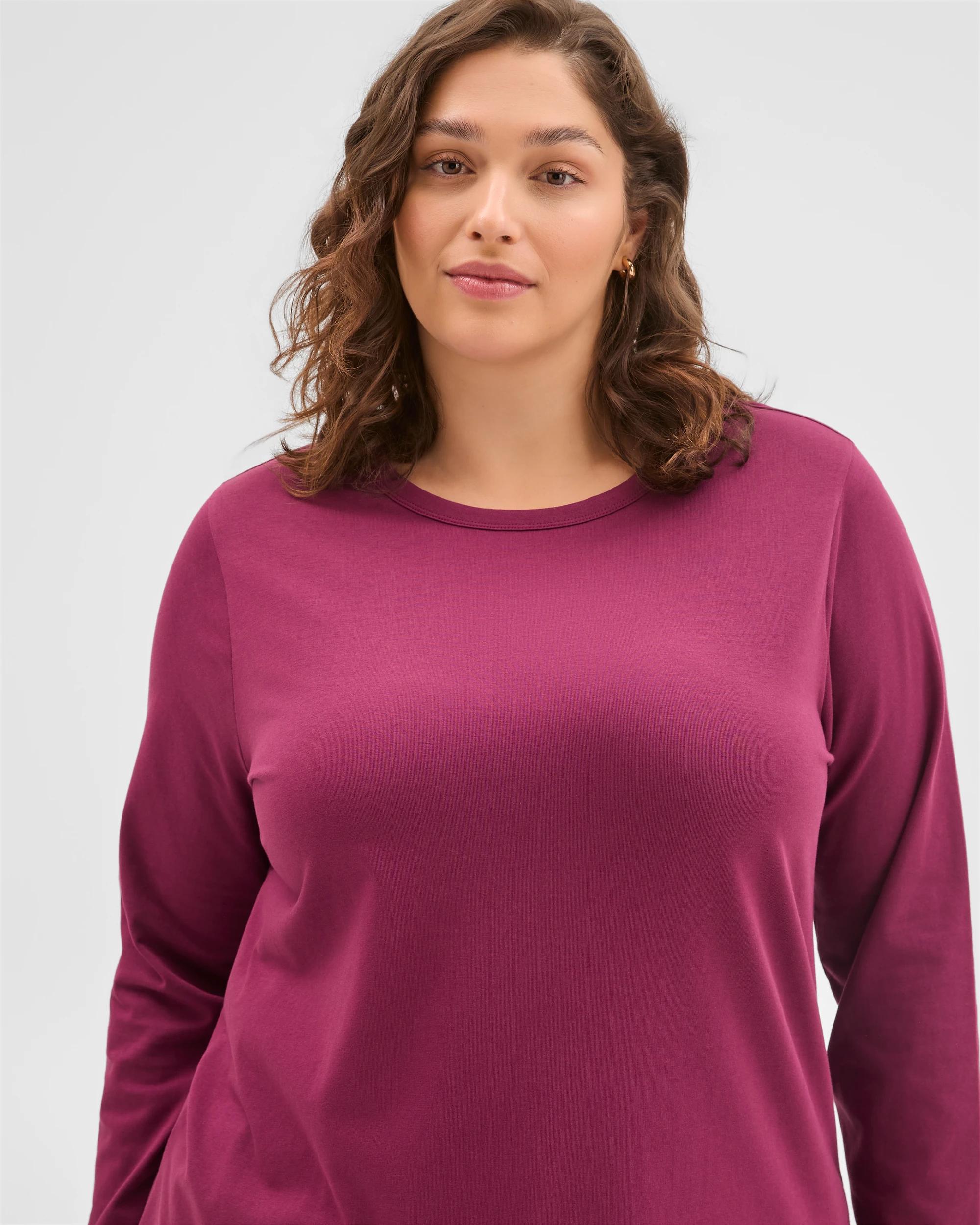 5 Target Plus Size Australian Cotton Long Sleeve Crew T-Shirt BOYSENBERRY, 5 of 6