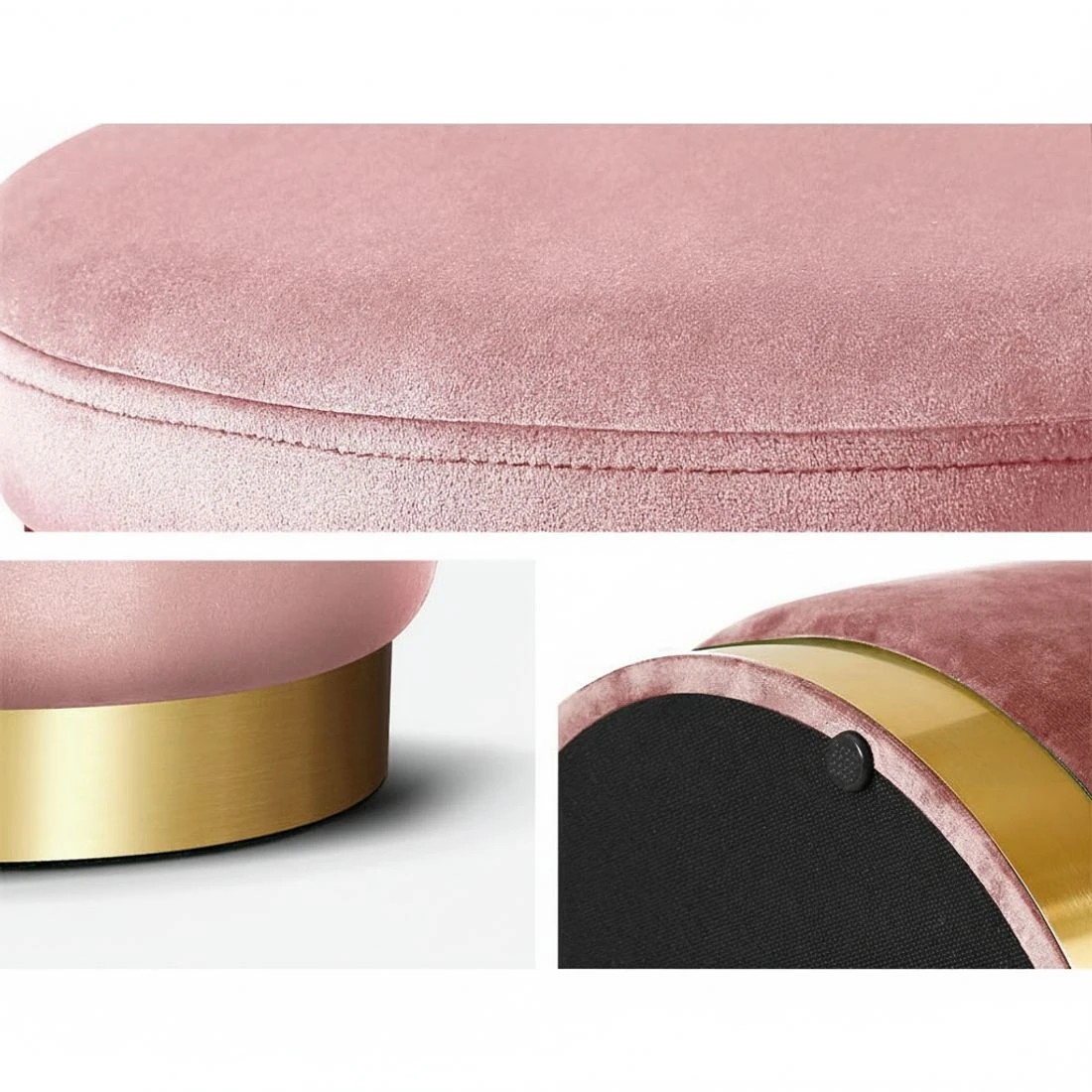 4 Artiss Ottoman Foot Stool Round Velvet - Pink, 4 of 5