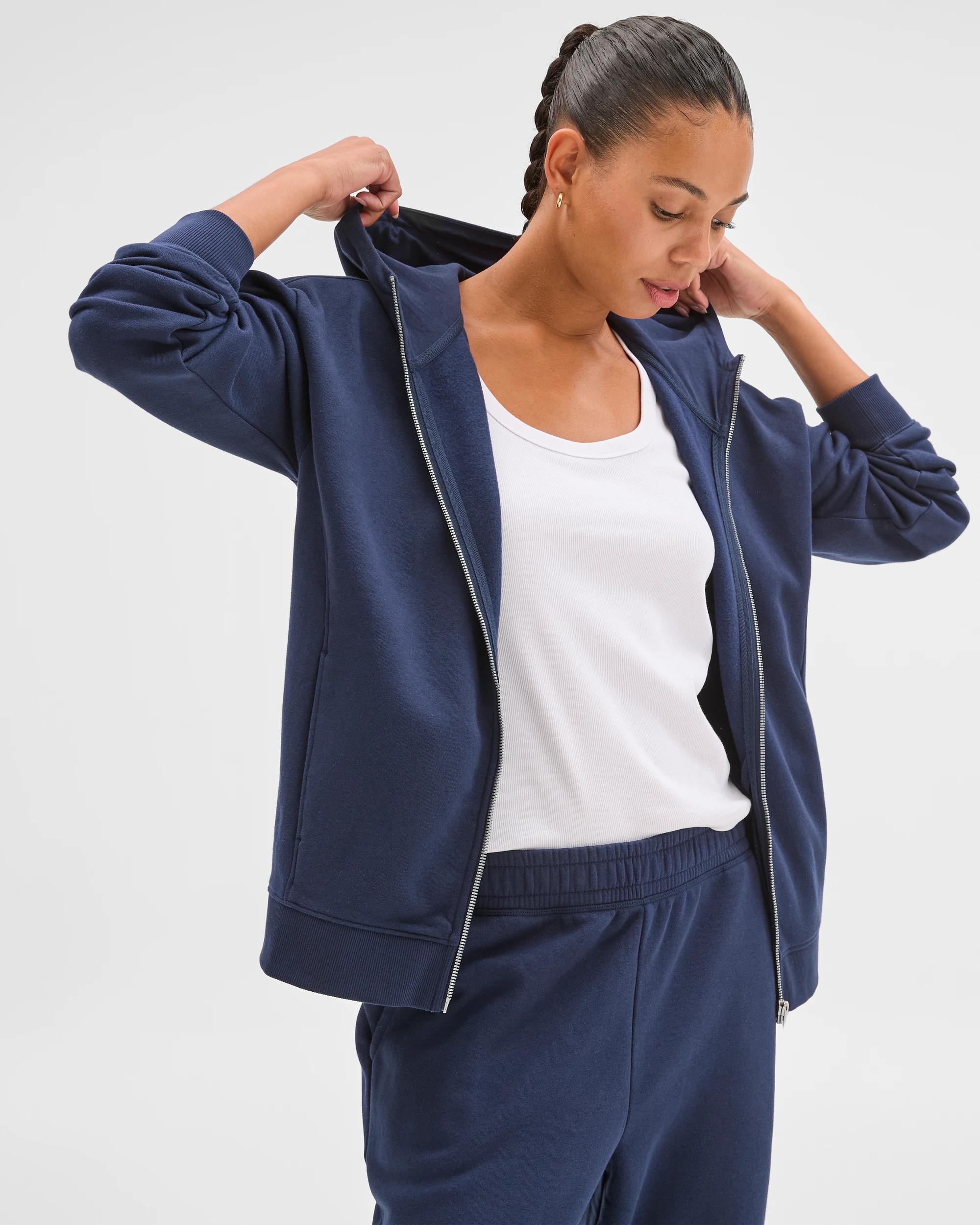 2 Target Active Australian Cotton Blend Fleece Zip Through Hoodie MARINE NAVY, 2 of 6