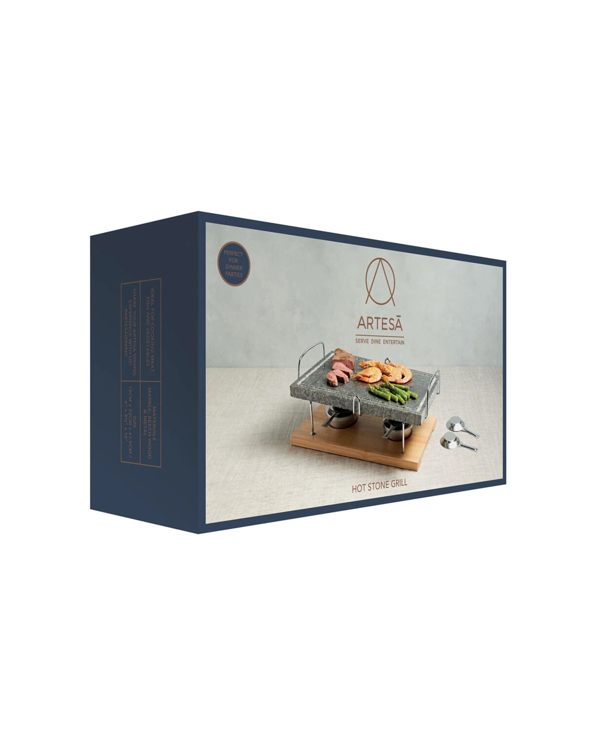 2 Artesa Marble Hot Stone Grill with Wooden Base and Burners - Natural, 2 of 3