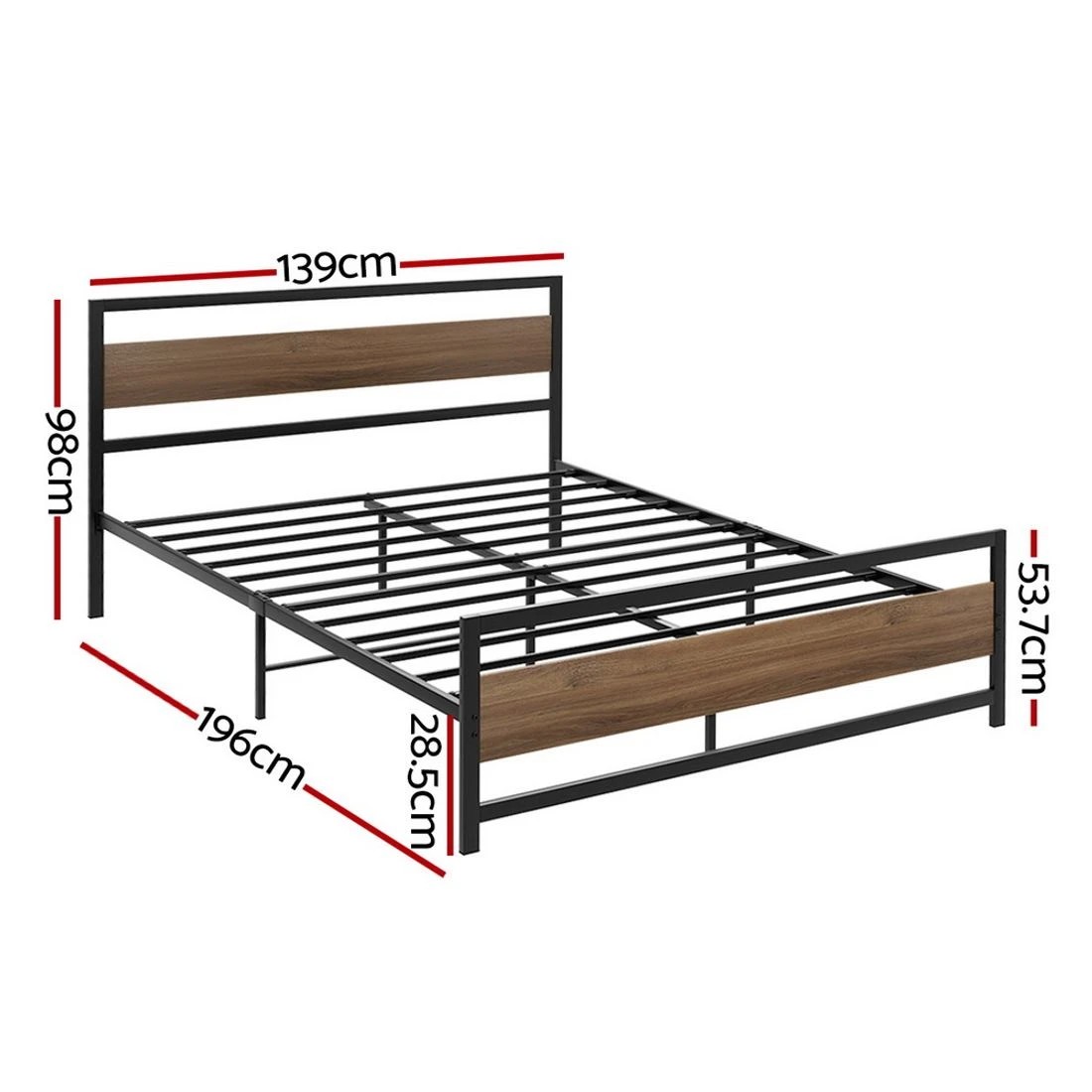 2 Artiss Bed Frame Double Size Metal Frame - Black, 2 of 7