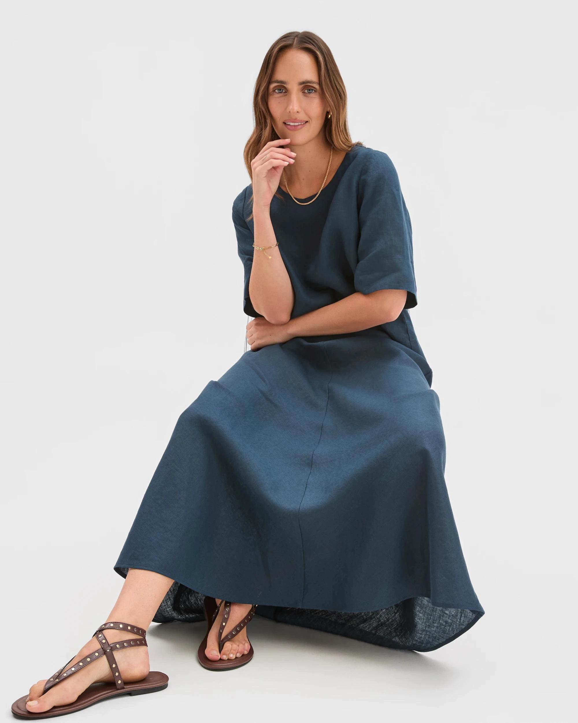 5 Target Woman European Linen Seam Detail Skirt DEEP OCEAN, 5 of 7