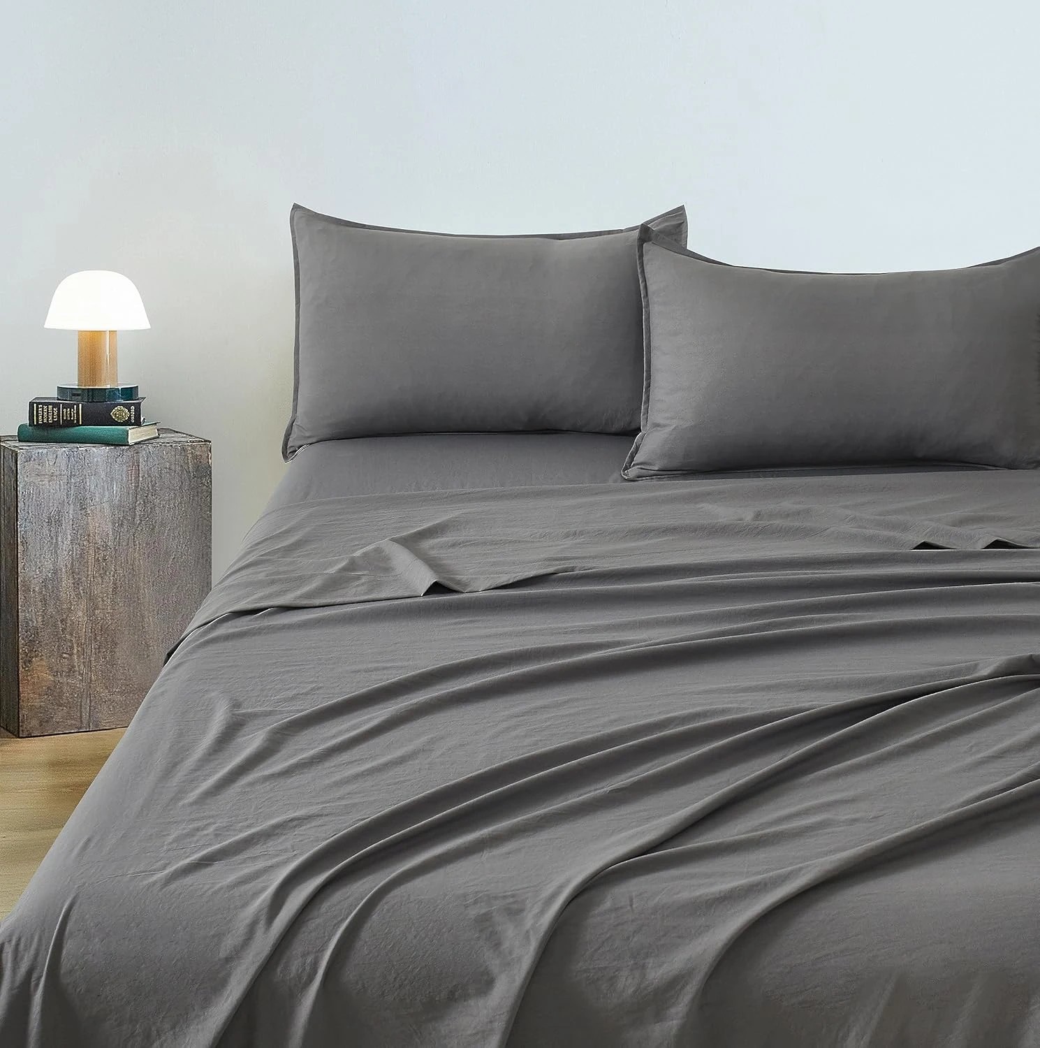 2 CleverPolly 100% Vintage Washed Microfibre Sheet Set - King Single Bed - Grey, 2 of 5