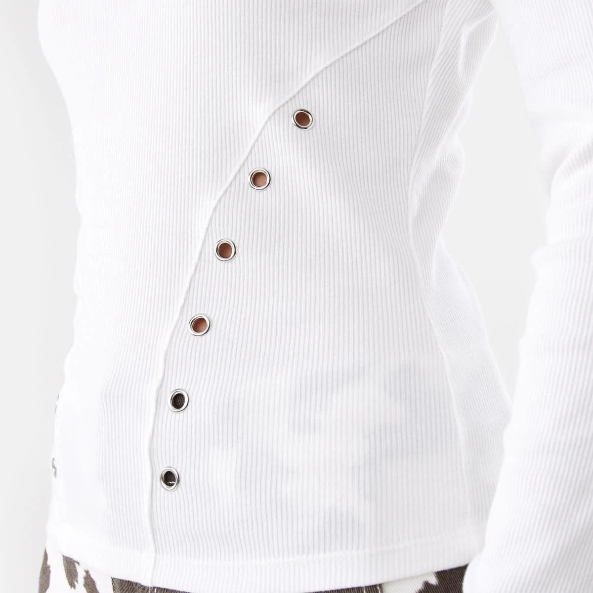 7 Long Sleeve Stud Detail Top Snw White, 7 of 7