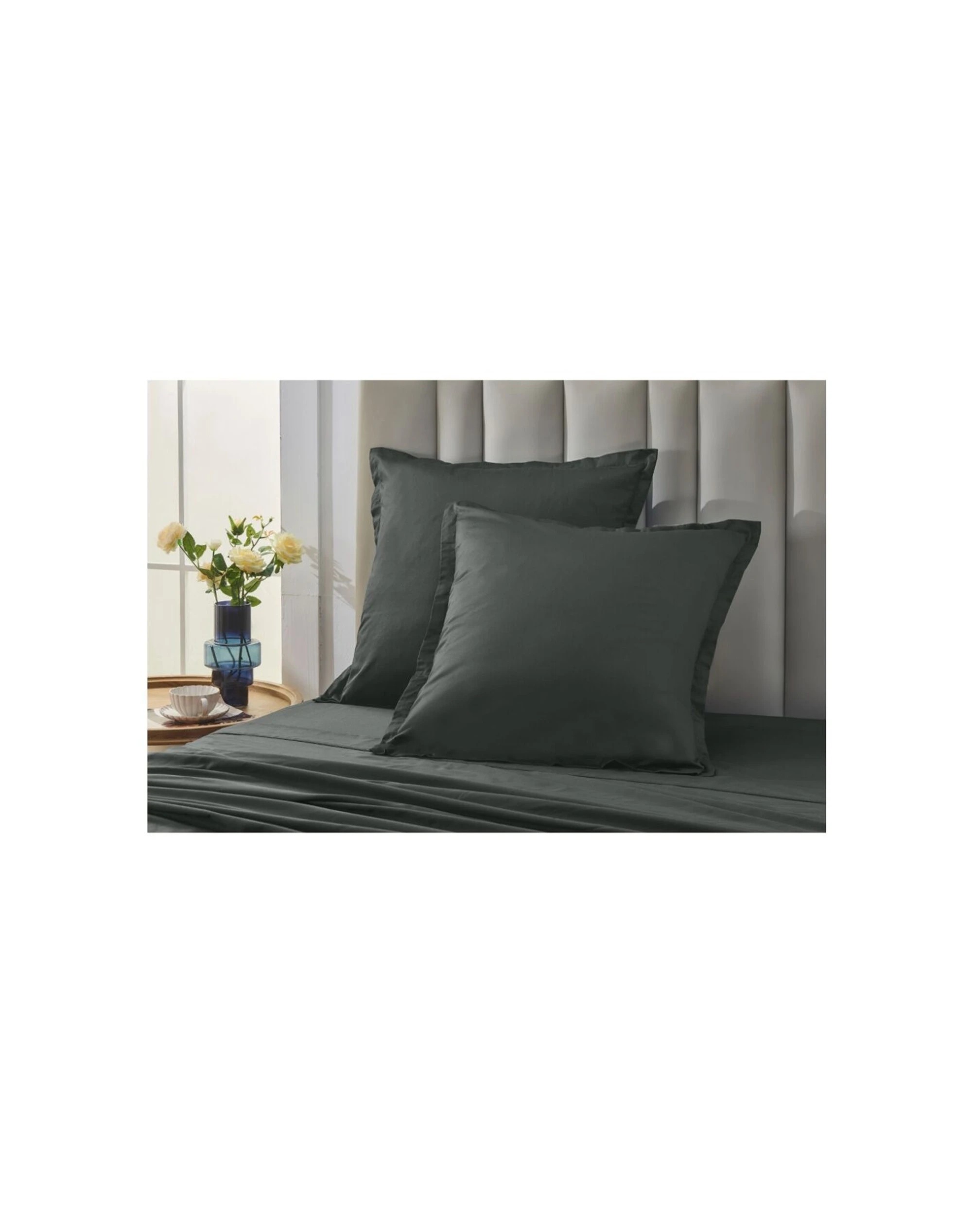4 Grosvenor House Egyptian Cotton Tailored European Pillowcase Charcoal 2PK 500TC - Charcoal, 4 of 4