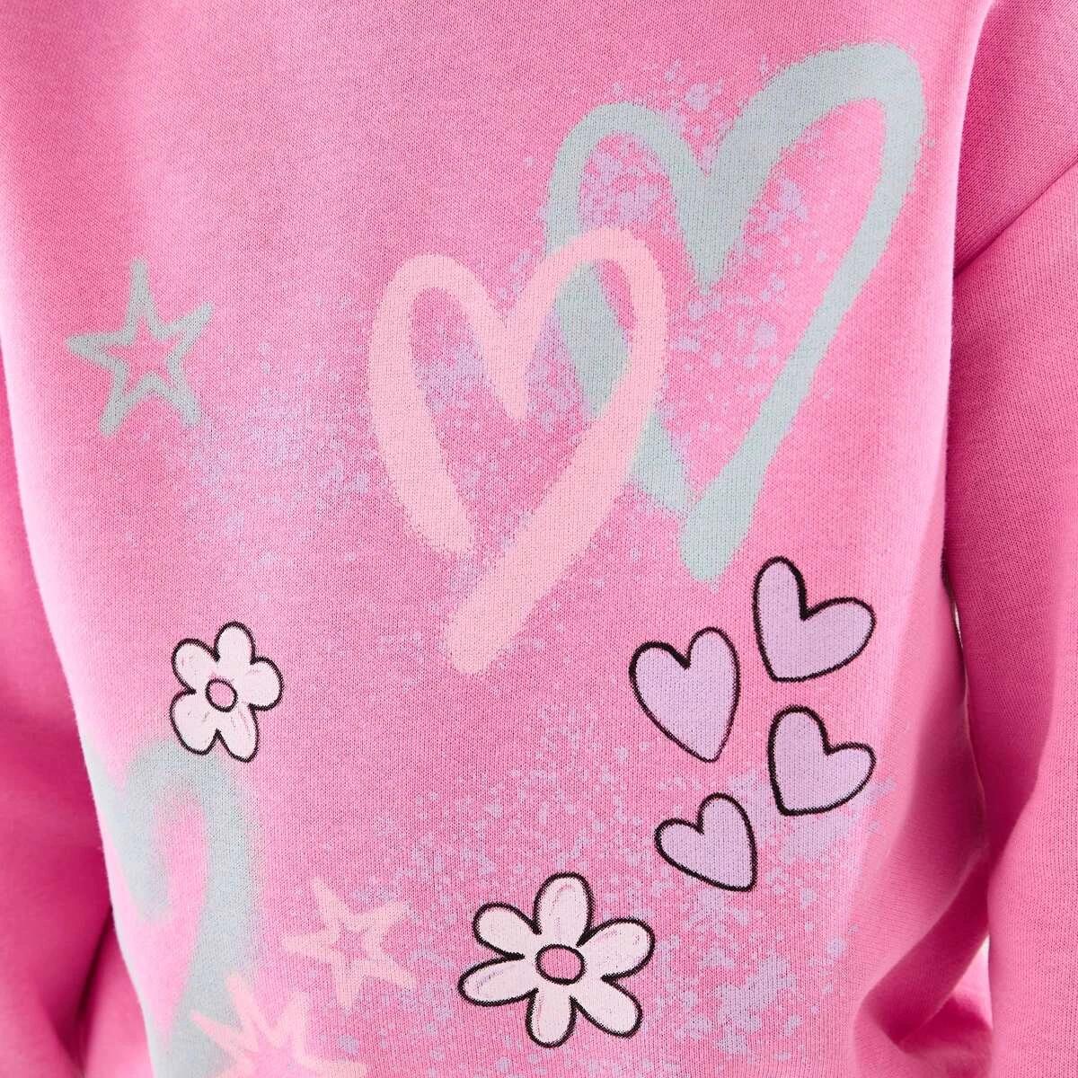 3 Print Crew Neck Sweatshirt Hearts, 3 of 9
