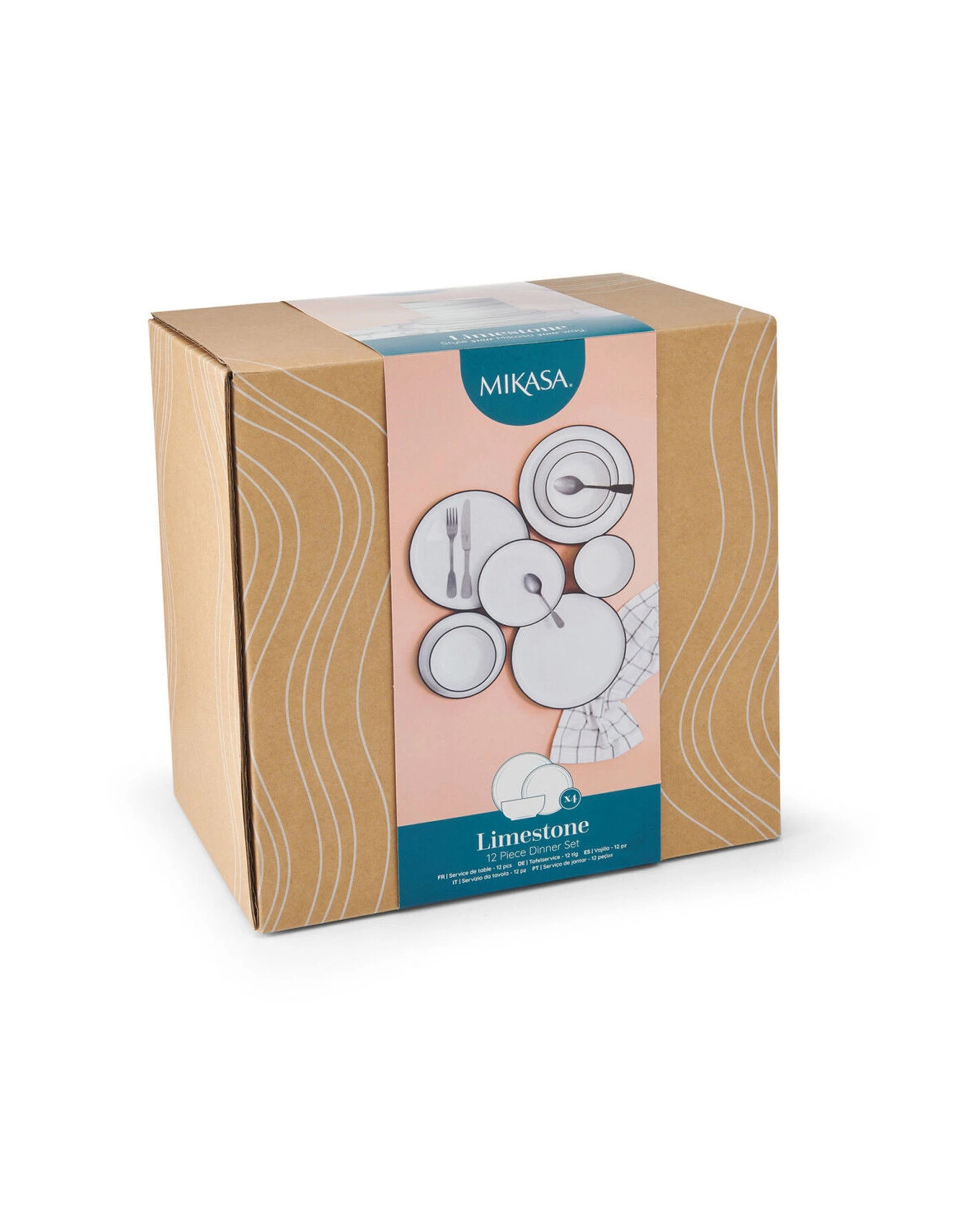 3 Mikasa Limestone 12pc Porcelain Dinner Set Functional Luxe Monochrome - White, 3 of 6