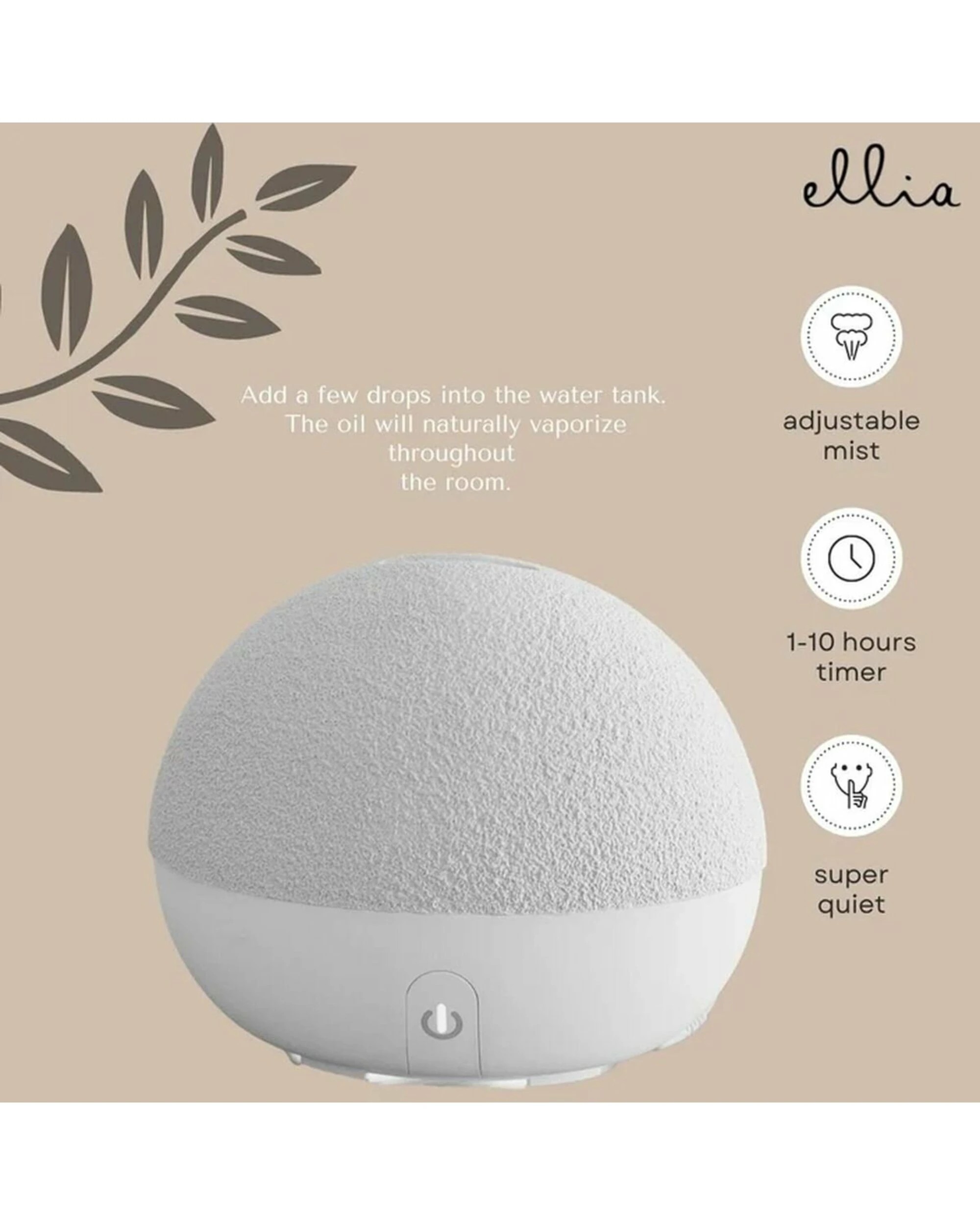 5 Homedics Ellia Stone Aroma Diffuser Ceramic - Taupe, 5 of 5