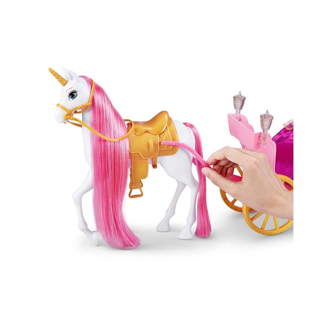 10 Sparkle Girlz Unicorn and Princess Doll with Carriage Set by ZURU - Pink, 10 of 10