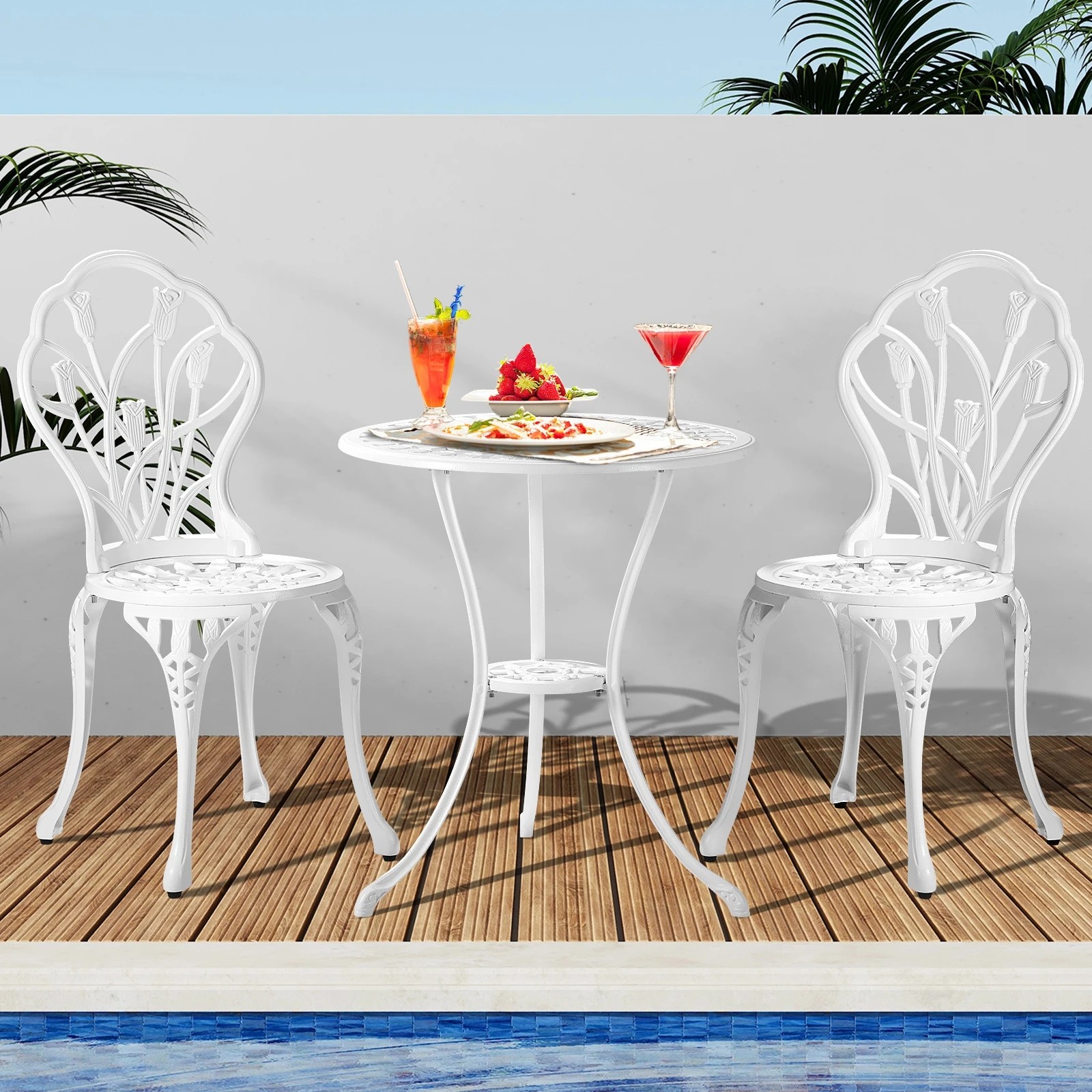 10 Livsip 3 Piece Outdoor Furniture Setting Chairs Table Bistro Patio Dining Set
 - White, 10 of 10