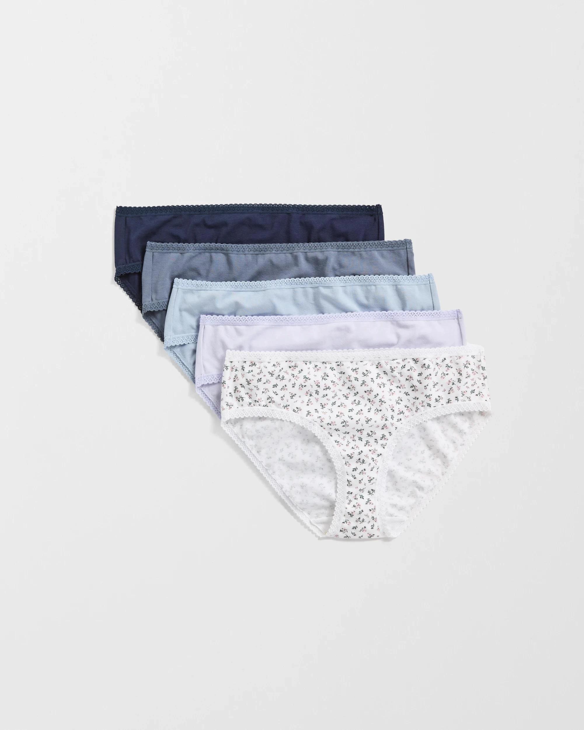 1 Target Woman Womens Australian Cotton Blend Midi Briefs 5 Pack BLUES DITSY, 1 of 4