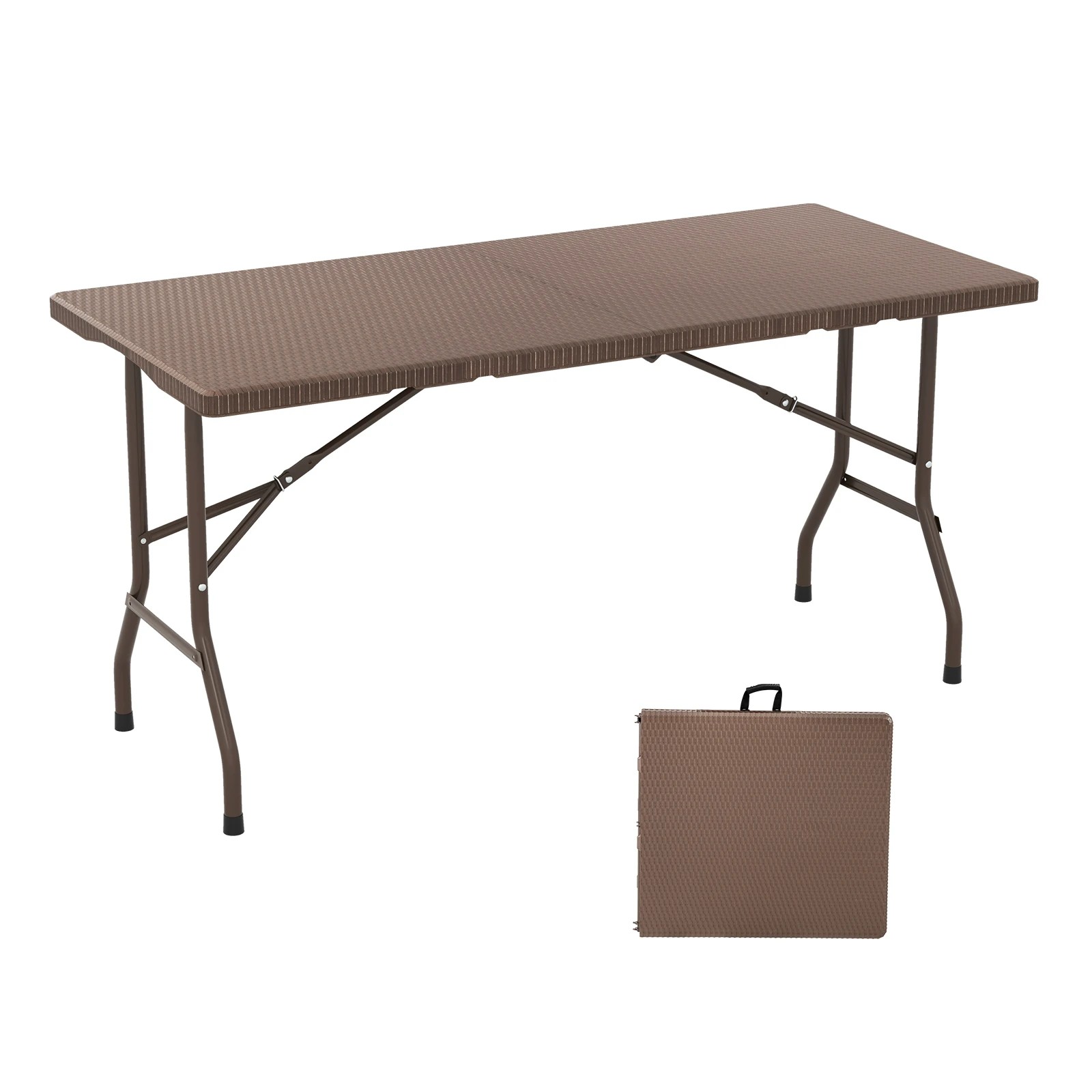 1 Costway Picnic Table Folding Table Light Weight Dining Set w/Waterproof Desktop - Brown, 1 of 4