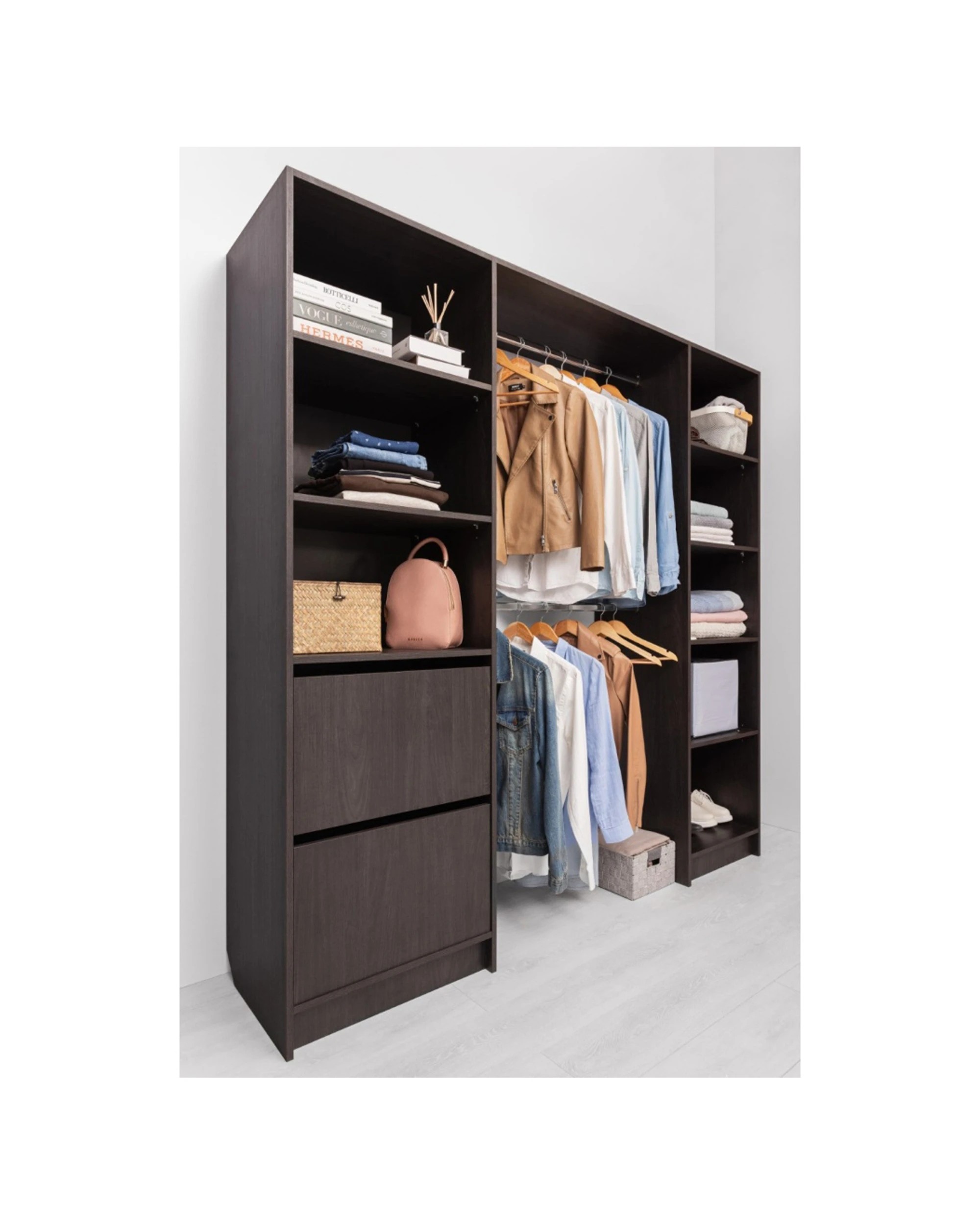 2 European Cabinetry Basel Walk In Wardrobe Kit Classic Swiss Korno Boards Nordic Ash - Brown, 2 of 4