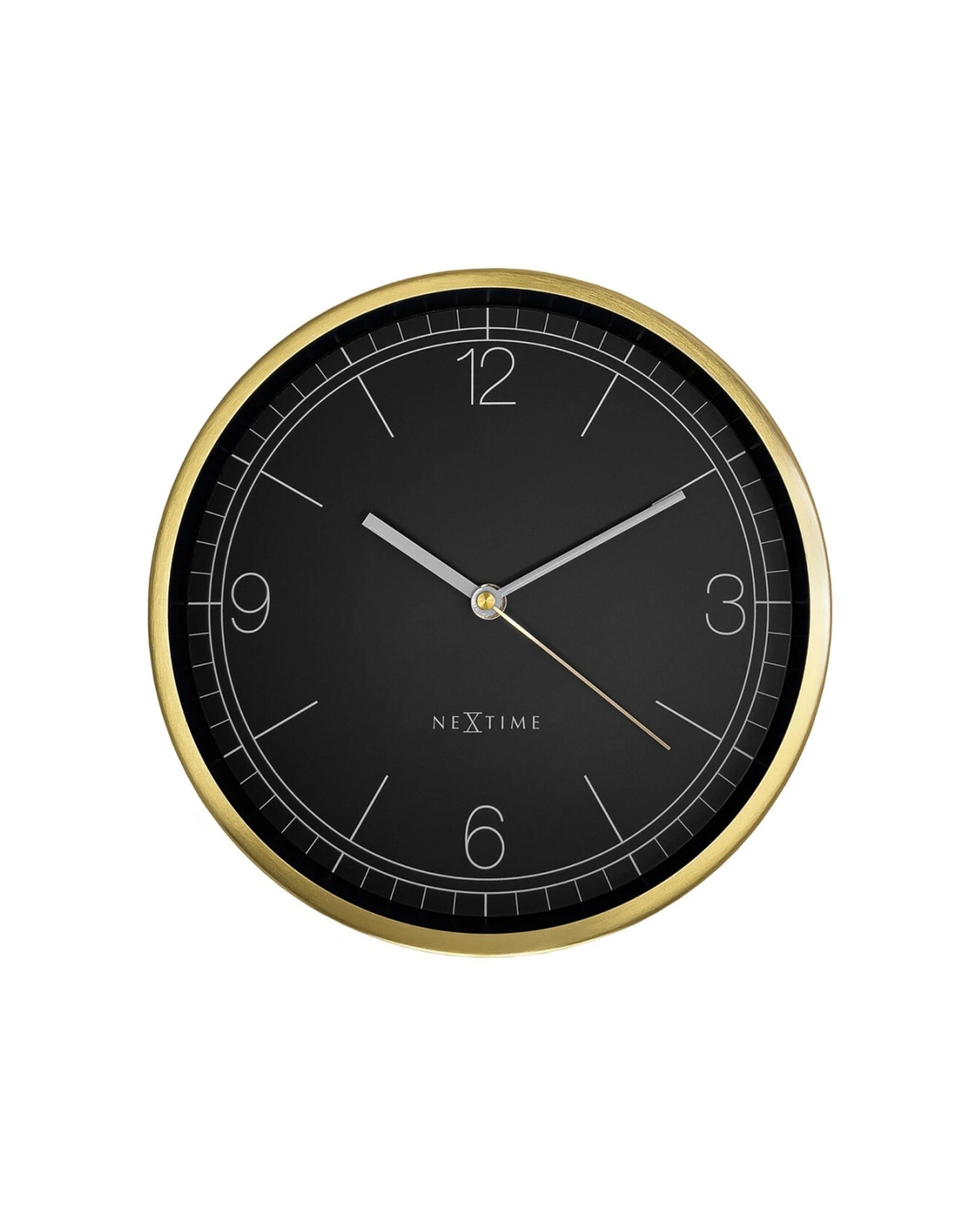 1 NeXtime Bolero Silent Wall Clock Silent Sweep Metal Case 25cm - Gold, 1 of 5