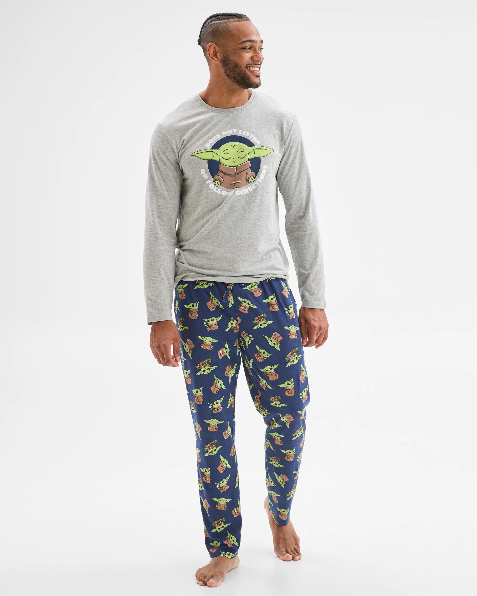 3 Star Wars Grogu Knit Pyjama Set GREY + NAVY, 3 of 6