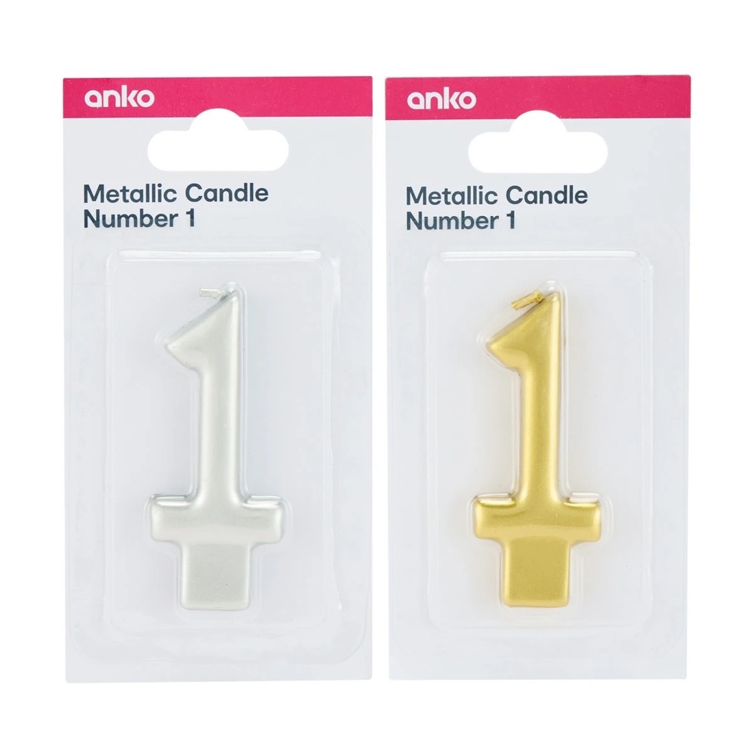 6 Metallic Candle Number 1 - Assorted, 6 of 6