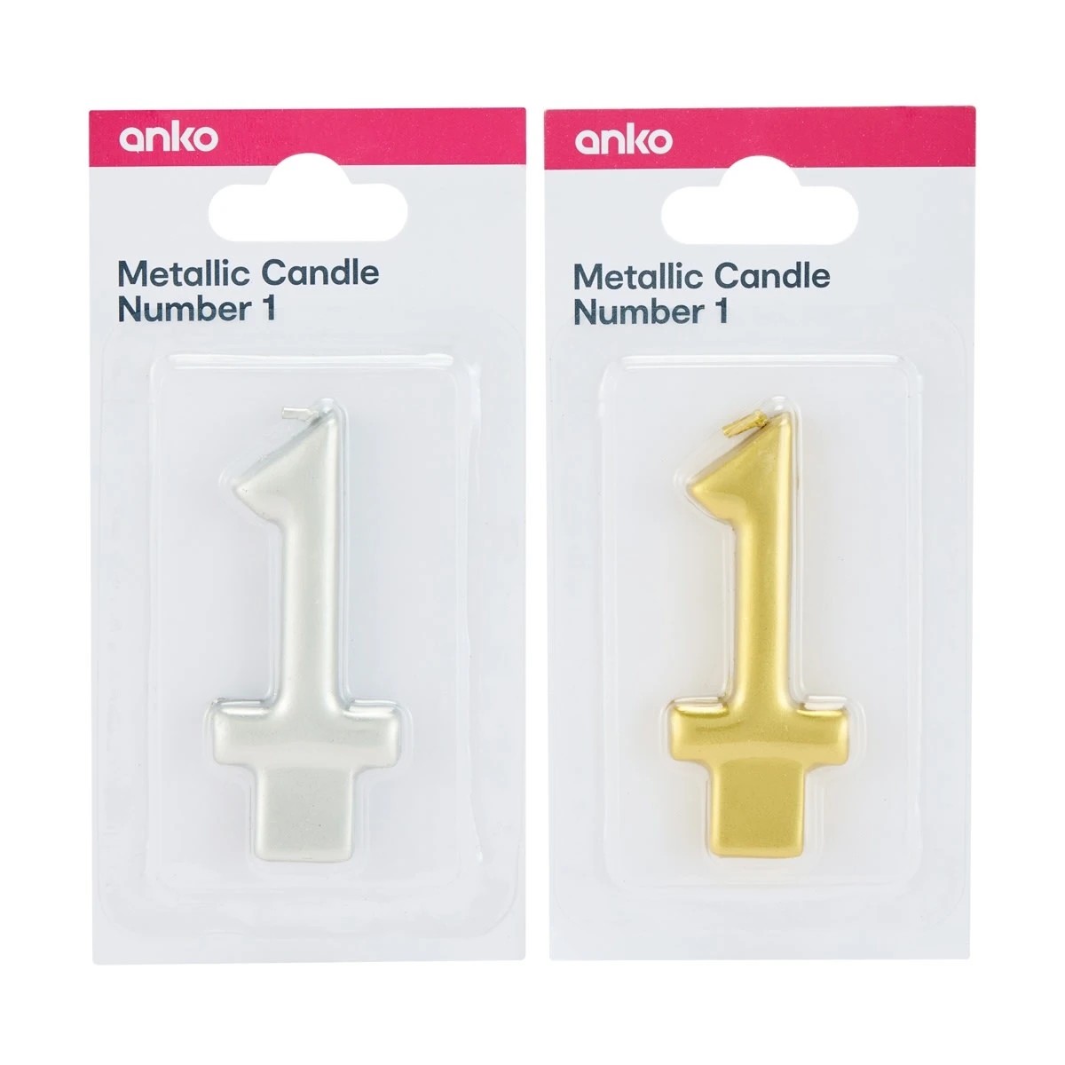 6 Metallic Candle Number 1 - Assorted, 6 of 6